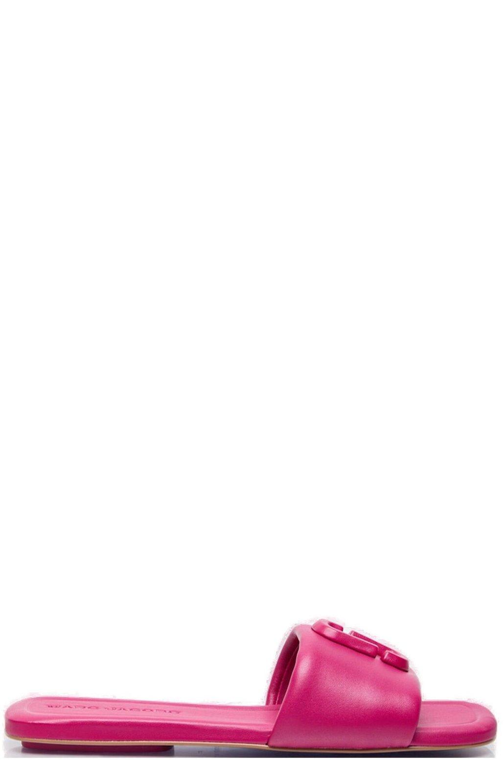Shop Marc Jacobs Logo Plaque Square-toe Sandals In Pink