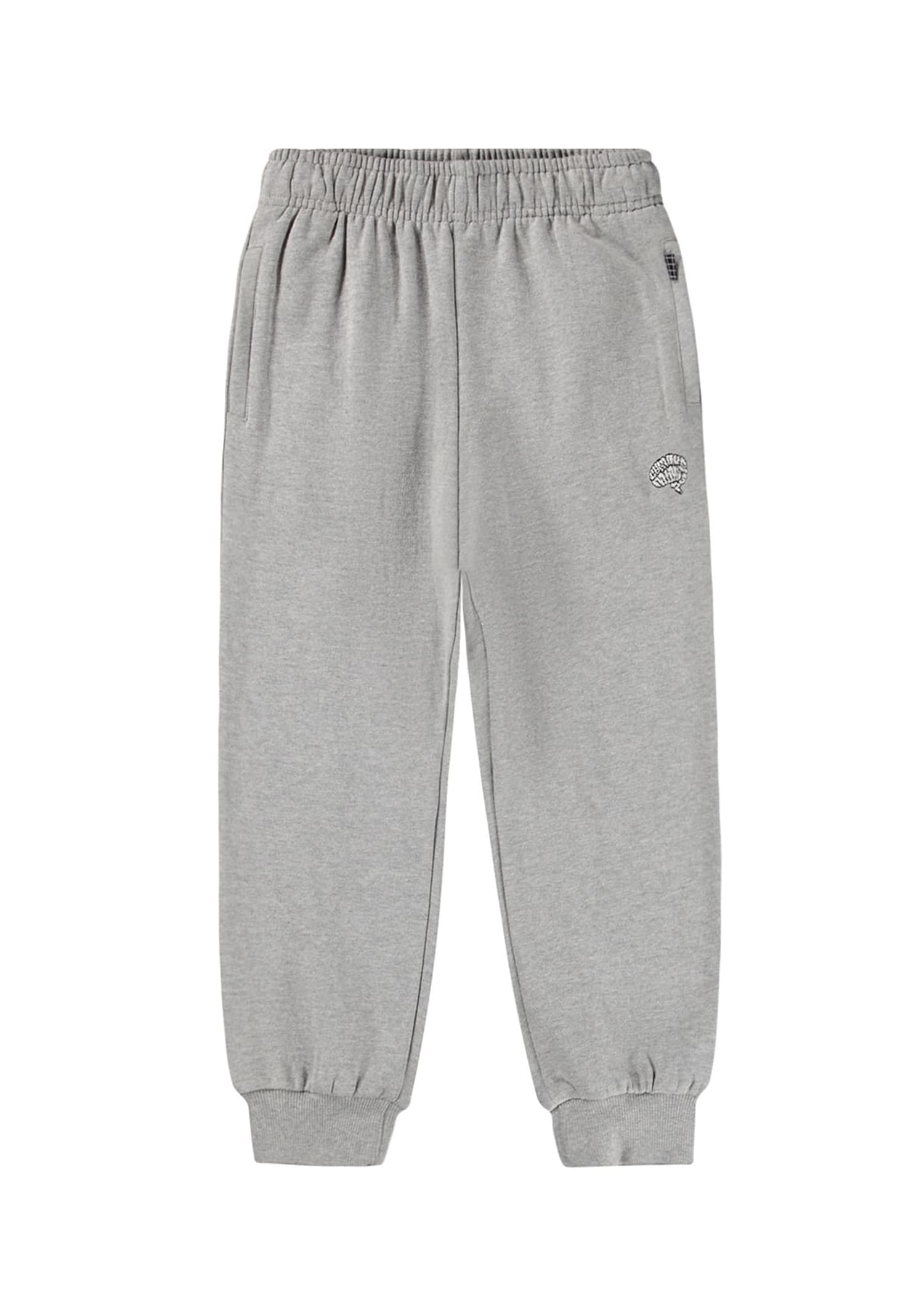Molo Grey Trousers For Boy With Embroidery In Gray