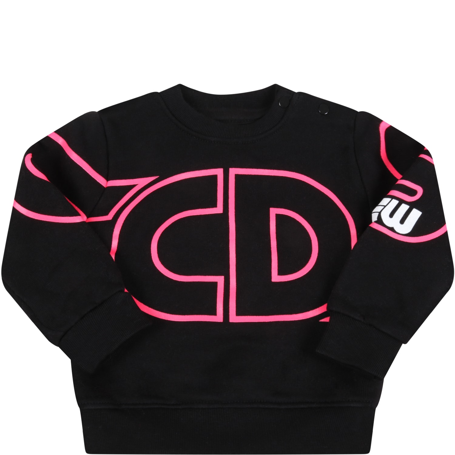GCDS Mini Black Sweatshirt For Baby Girl With Logo