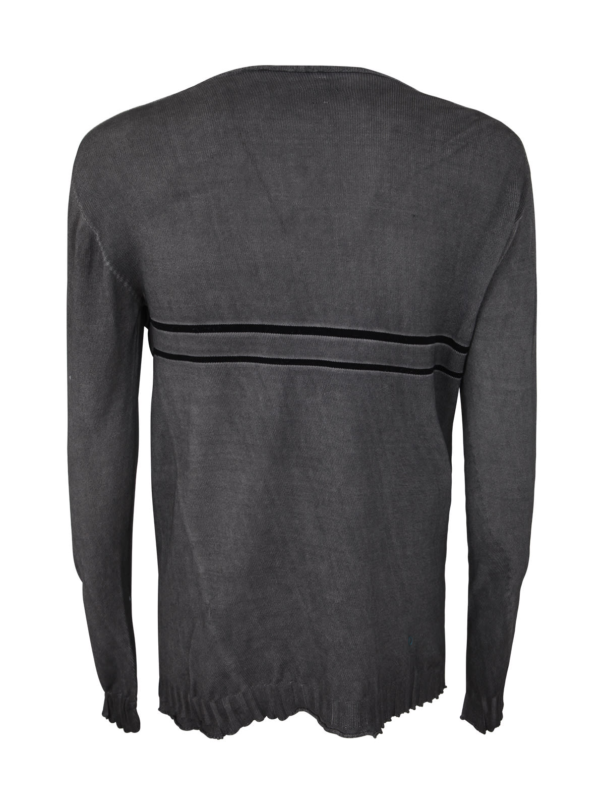 Shop Md75 Striped Round Neck Pullover In Grey Black