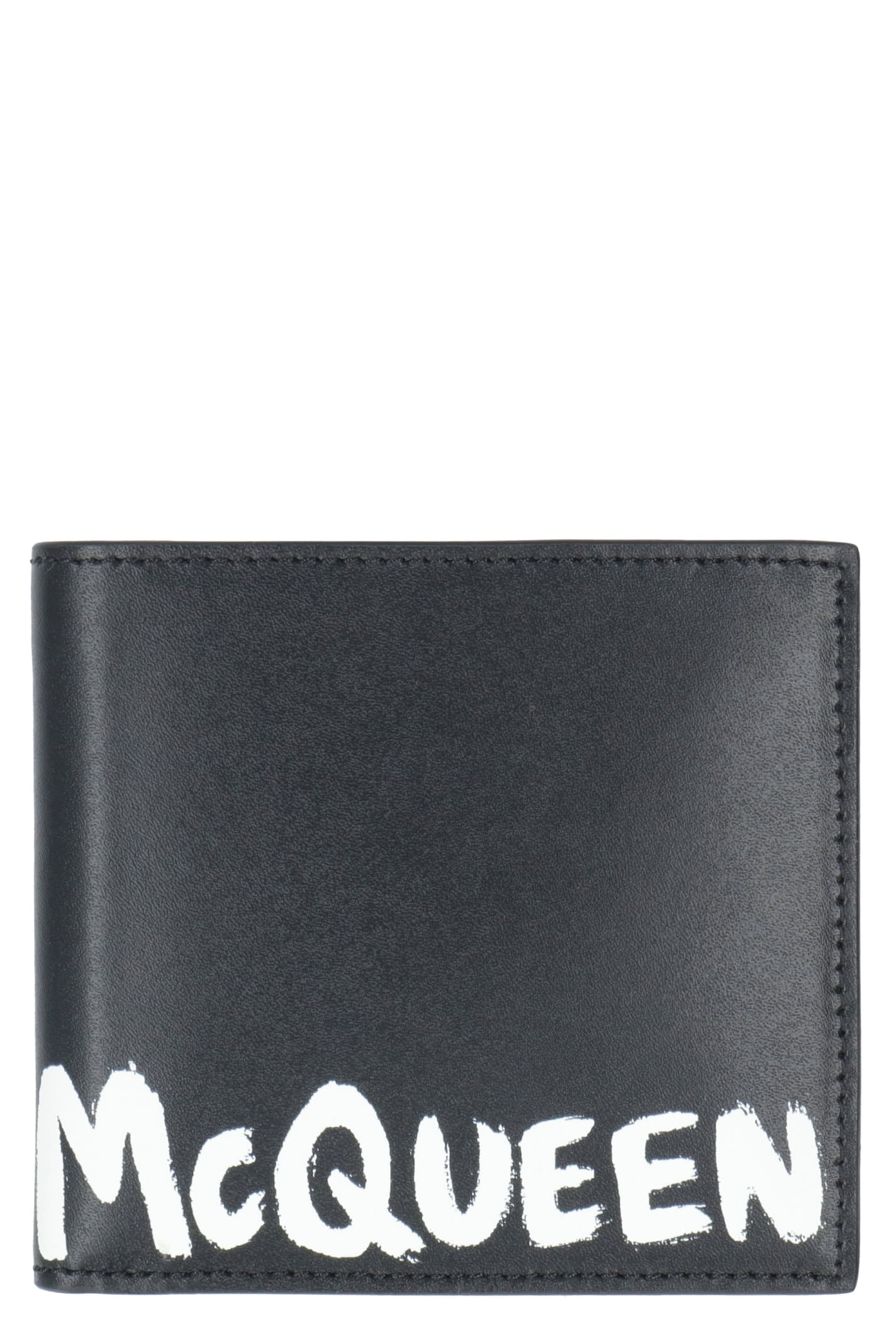 Shop Alexander Mcqueen Logo Leather Wallet In Black