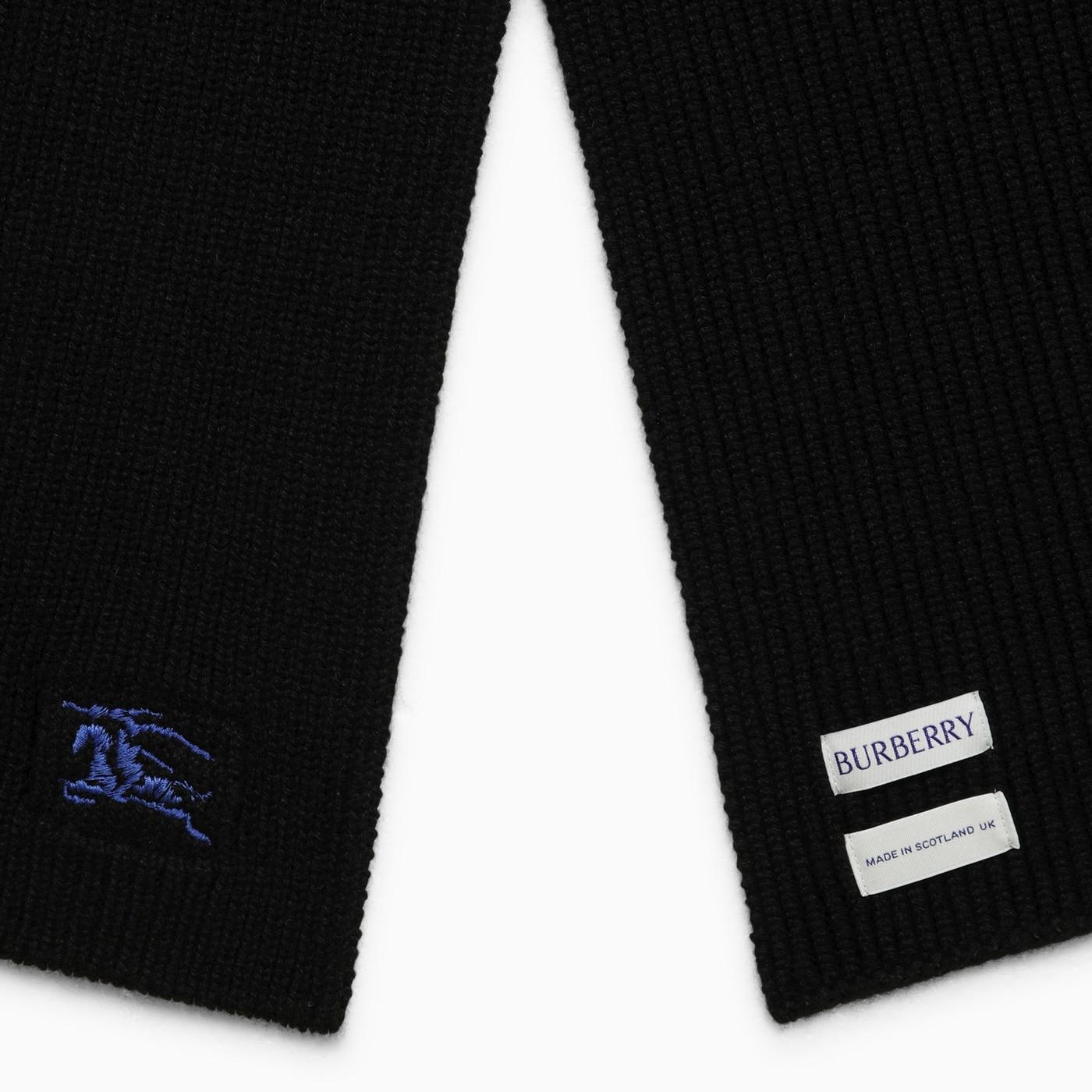 Shop Burberry Black Cashmere Scarf With Logo