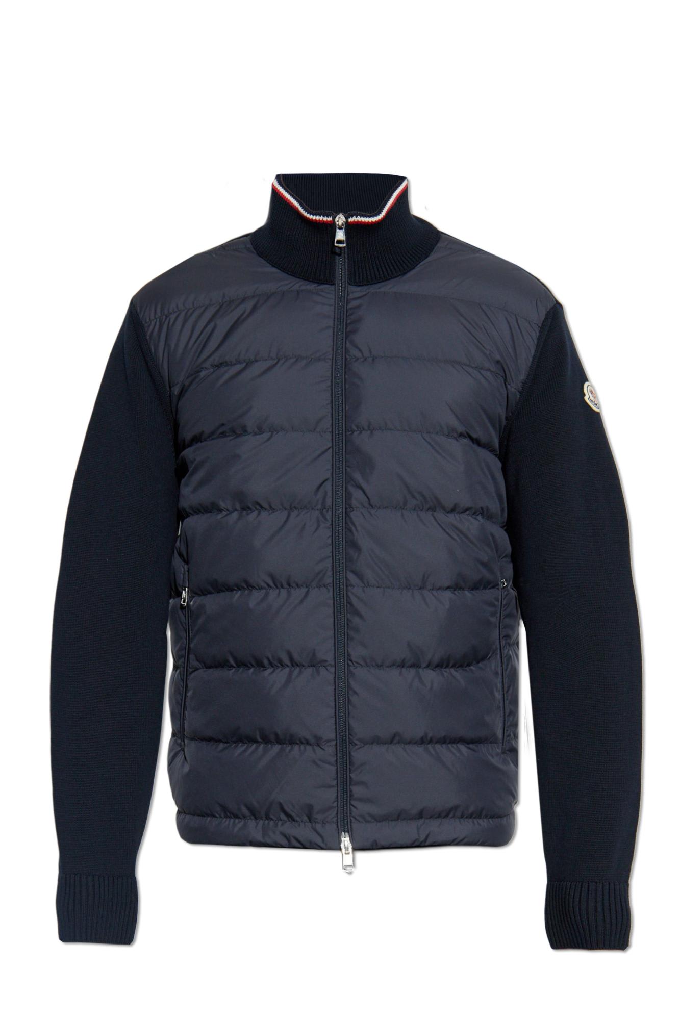 Moncler Padded Zip-up Cotton Cardigan Clothing In Blue