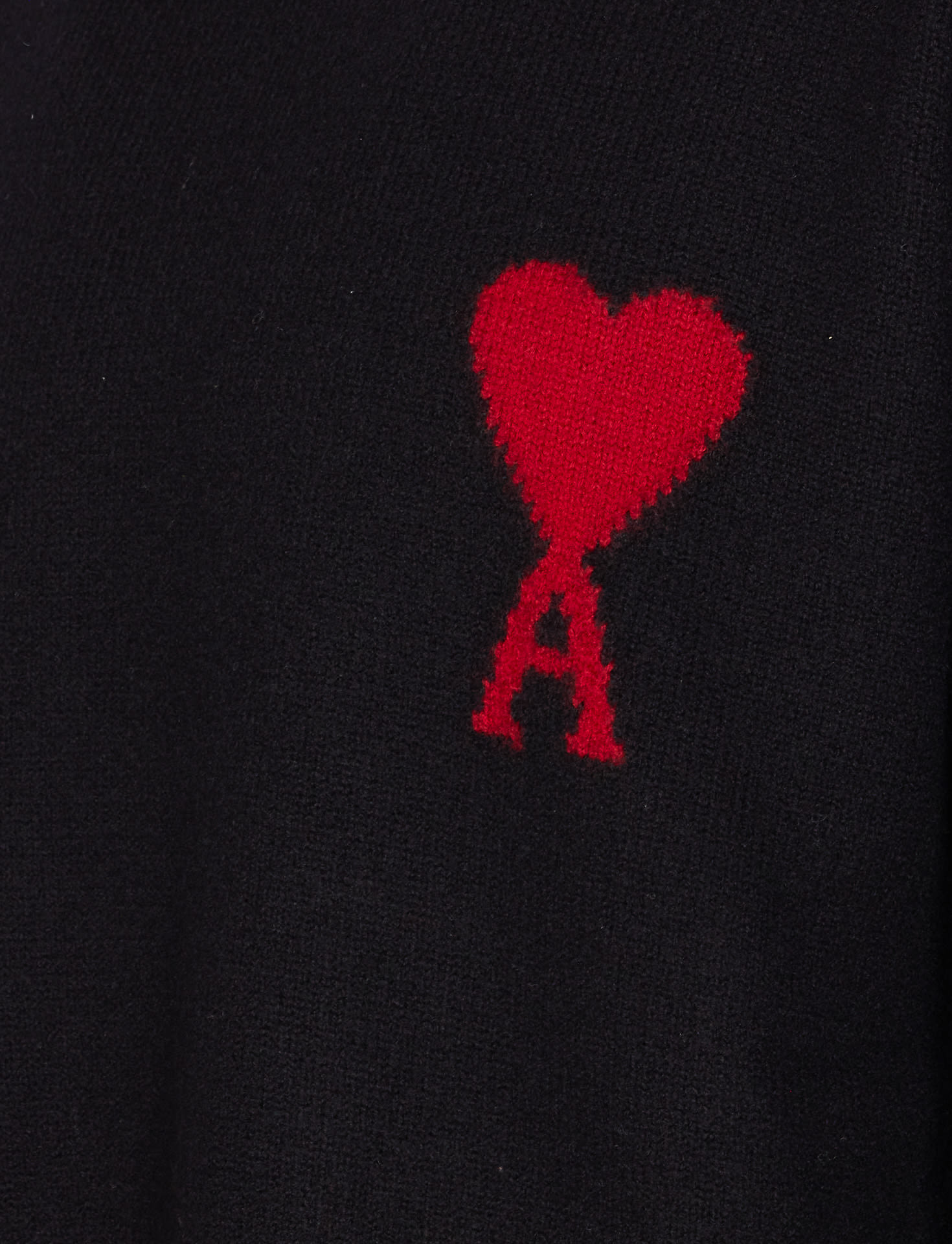 Ami Alexandre Mattiussi Ami Paris Wool Sweater With Heart Intarsia Design In Black