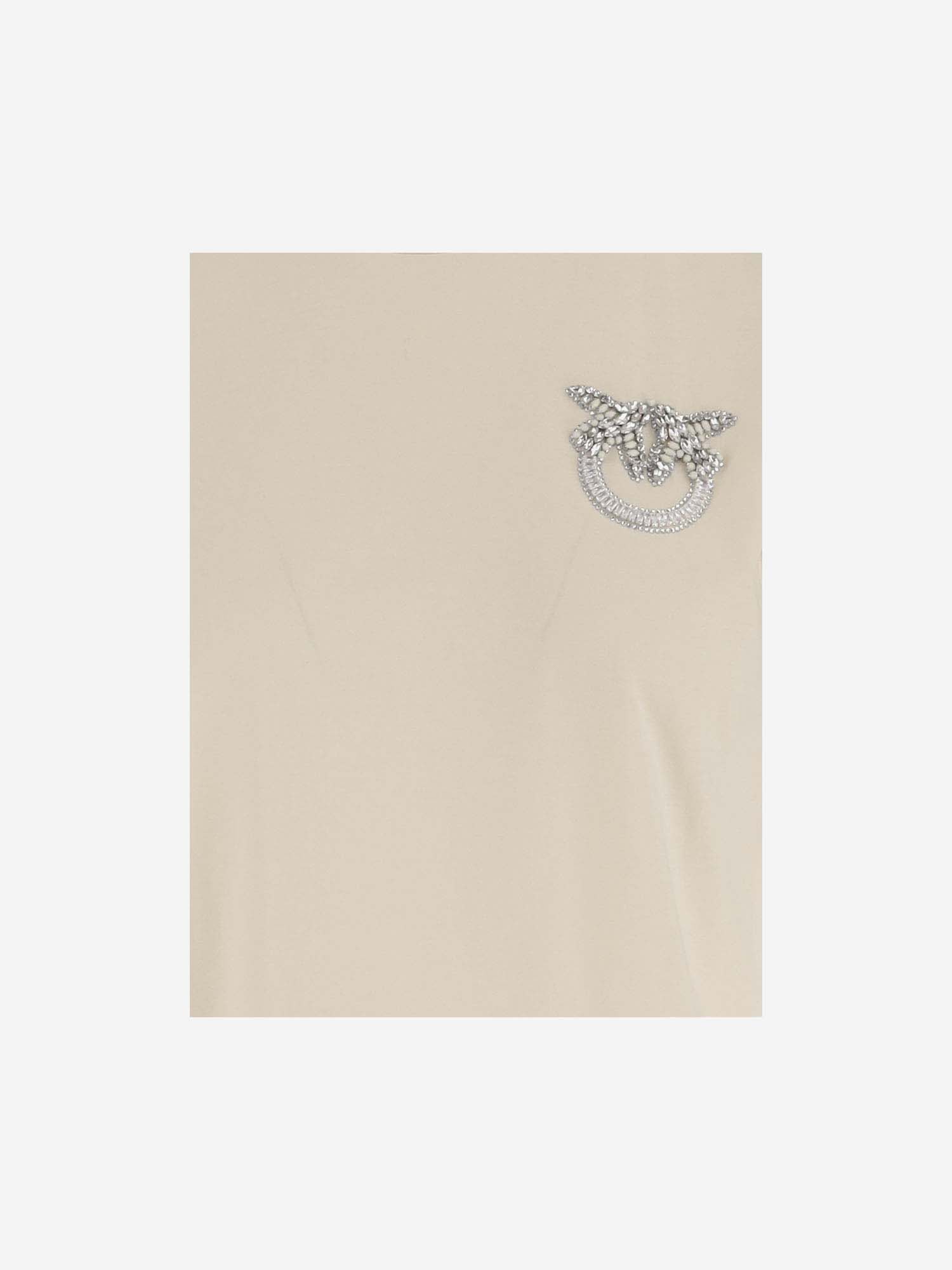 Pinko Love Birds-appliqué T-shirt In Ivory