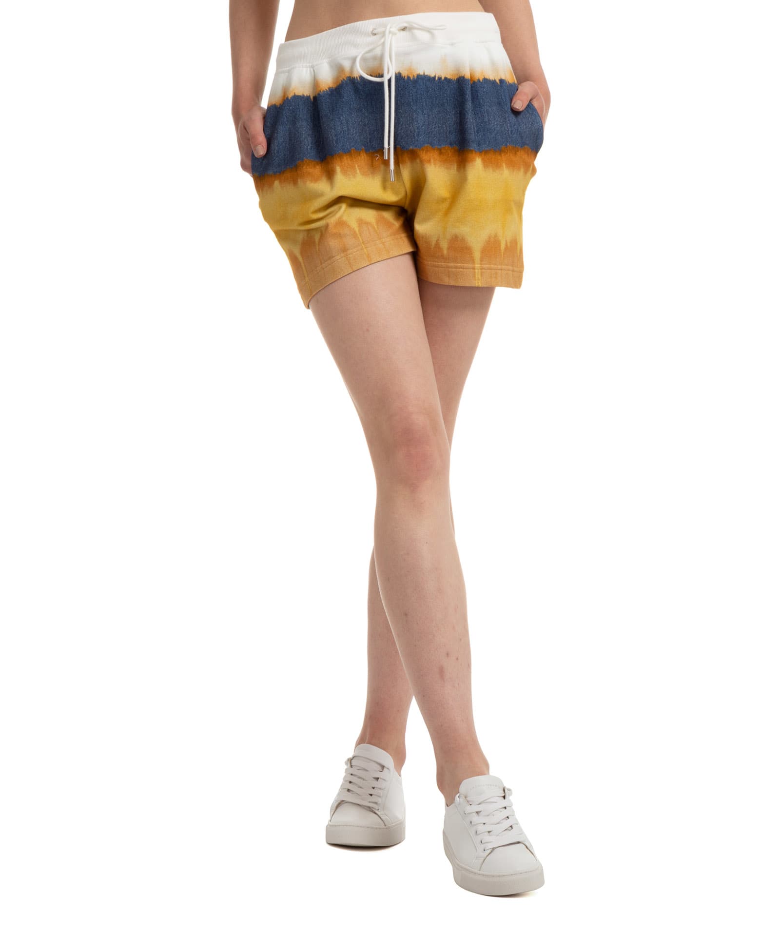 Alberta Ferretti Tri-coloured Cotton Shorts In Yellow