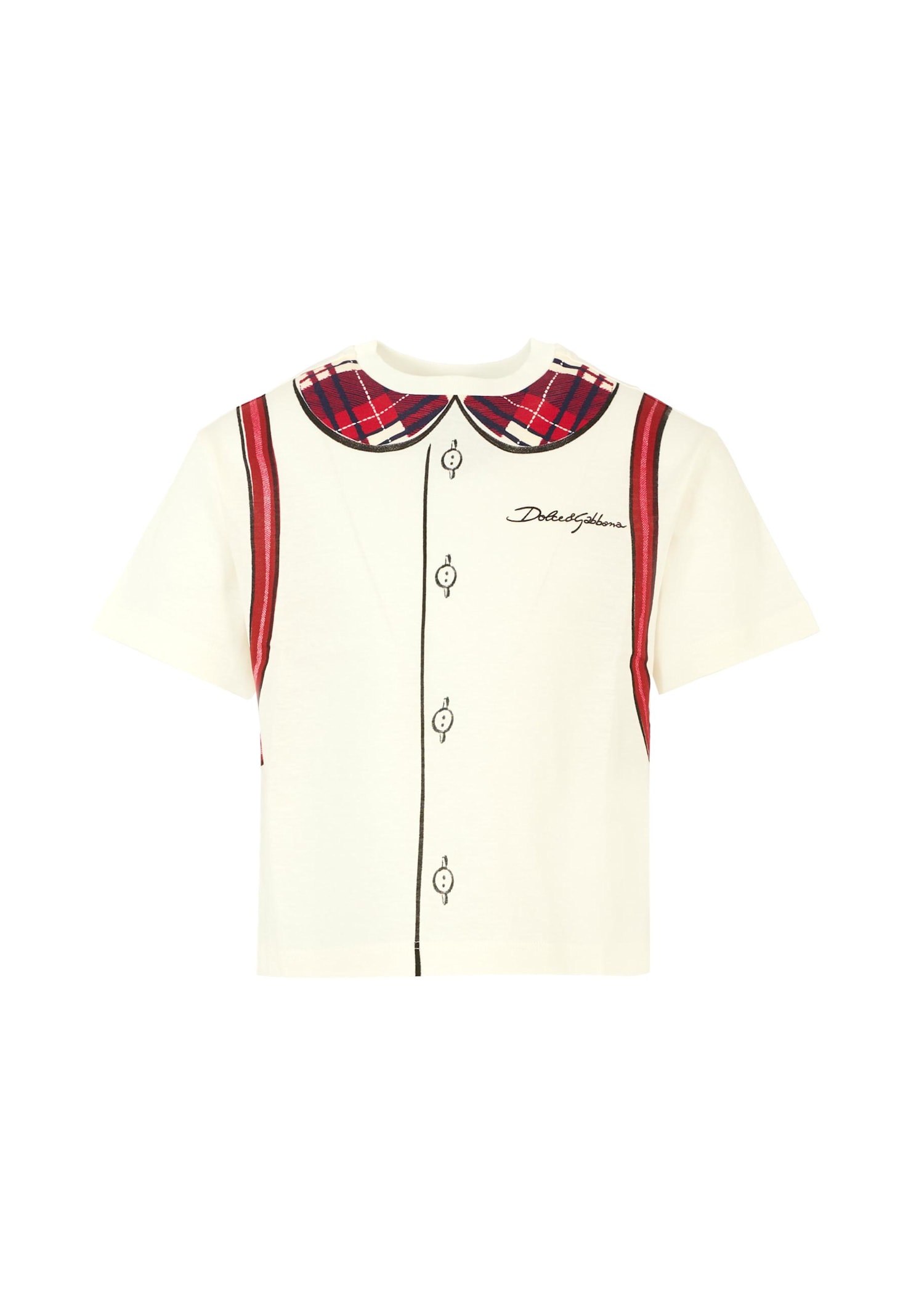 Dolce & Gabbana Ivory T-shirt For Girl With Logo In White