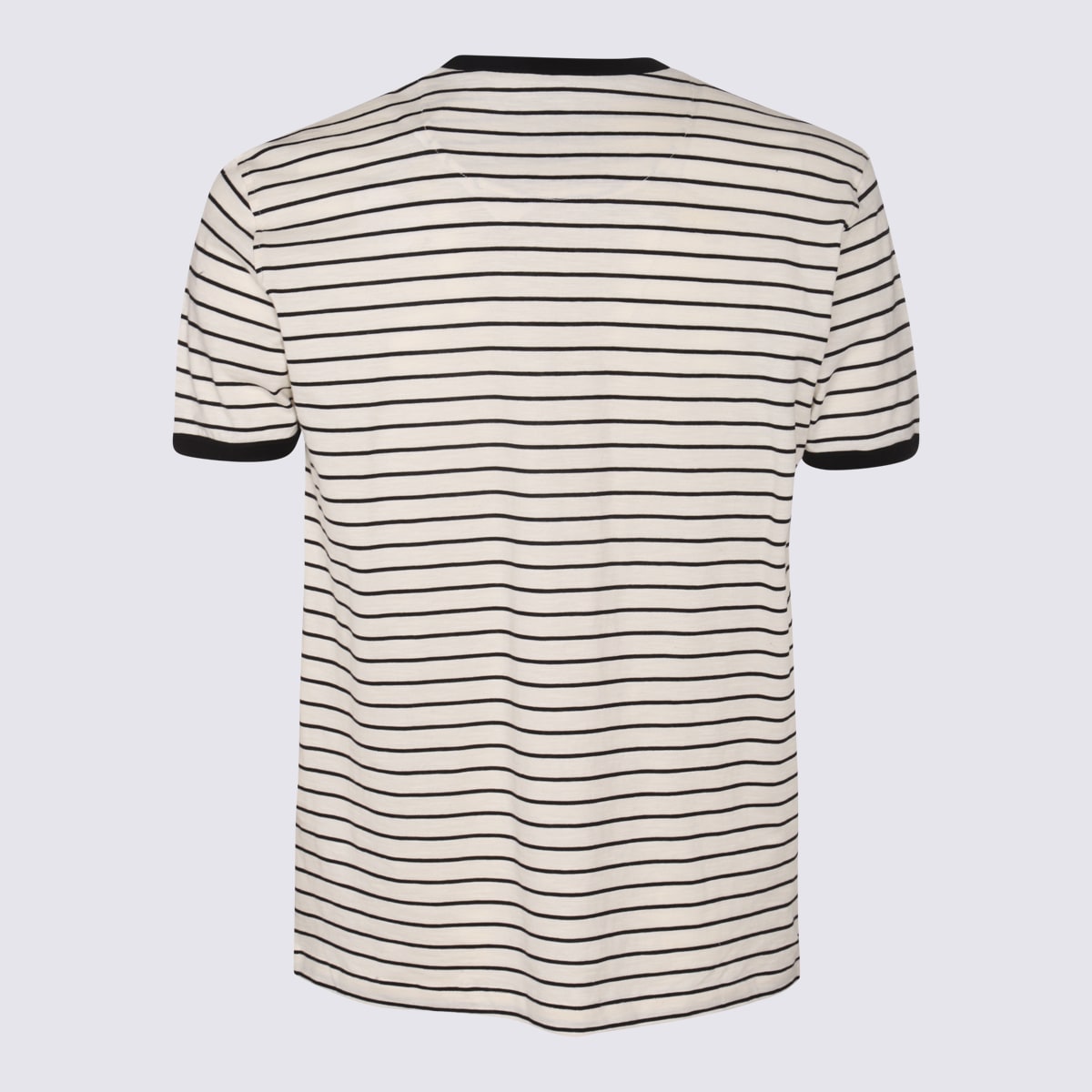 Pt01 Black And White Cotton Stripe T-shirt