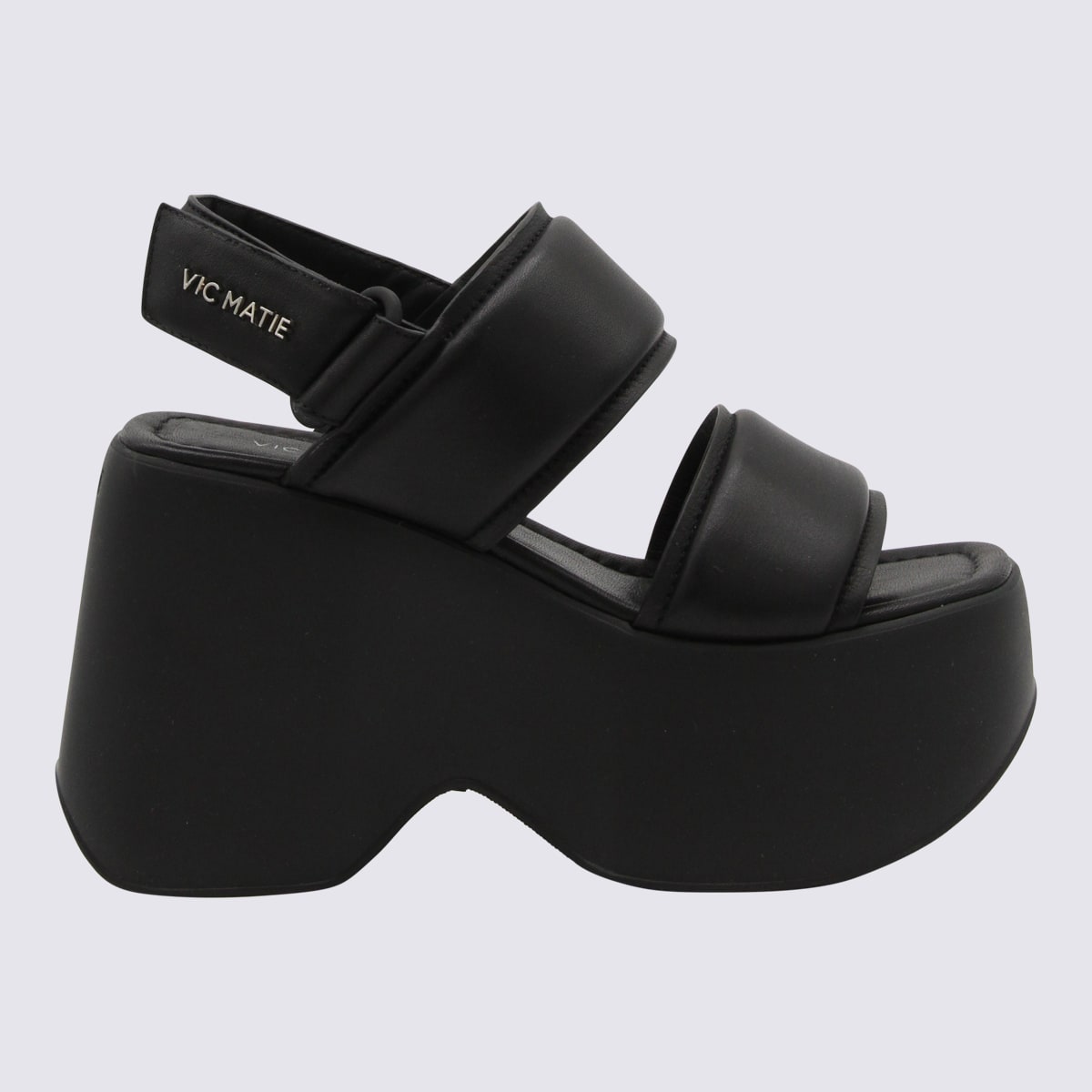 Shop Vic Matie Black Leather Platform Sandals