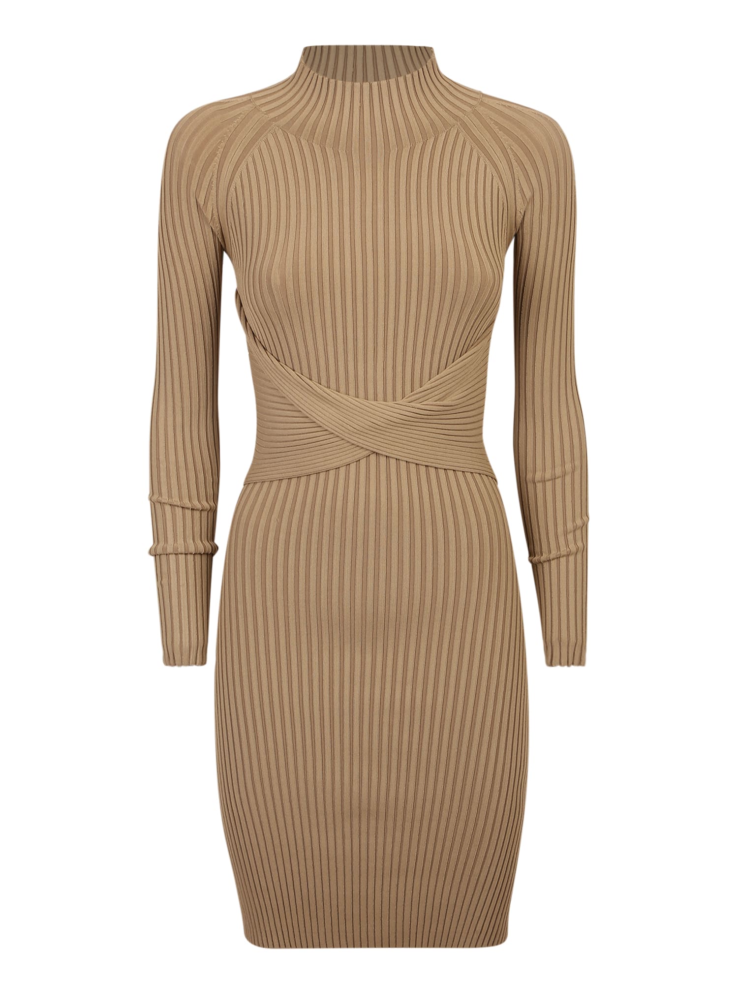 Twist-detail Ribbed-knit Minidress