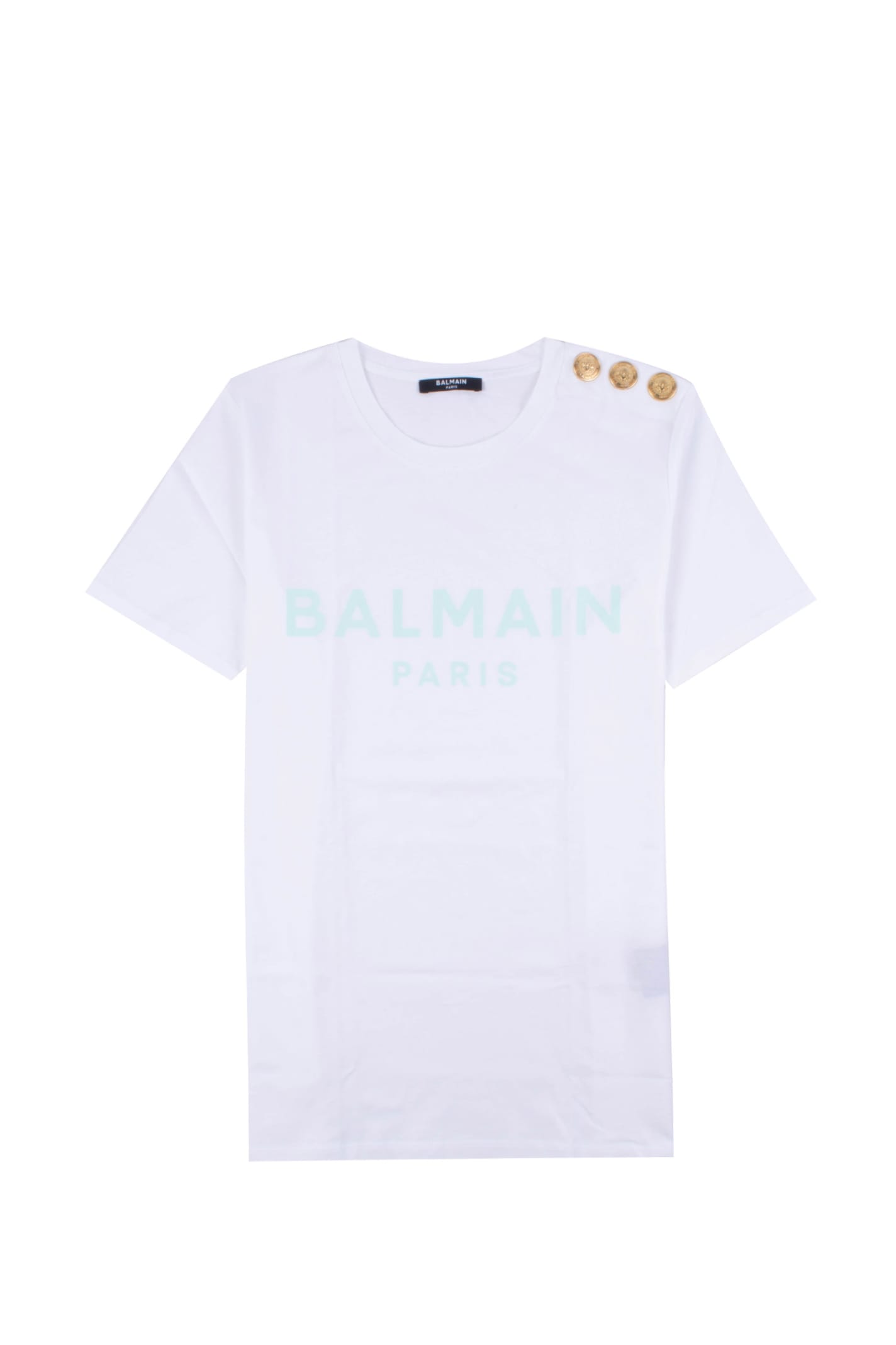 White Cotton T-shirt With Balmain Logo