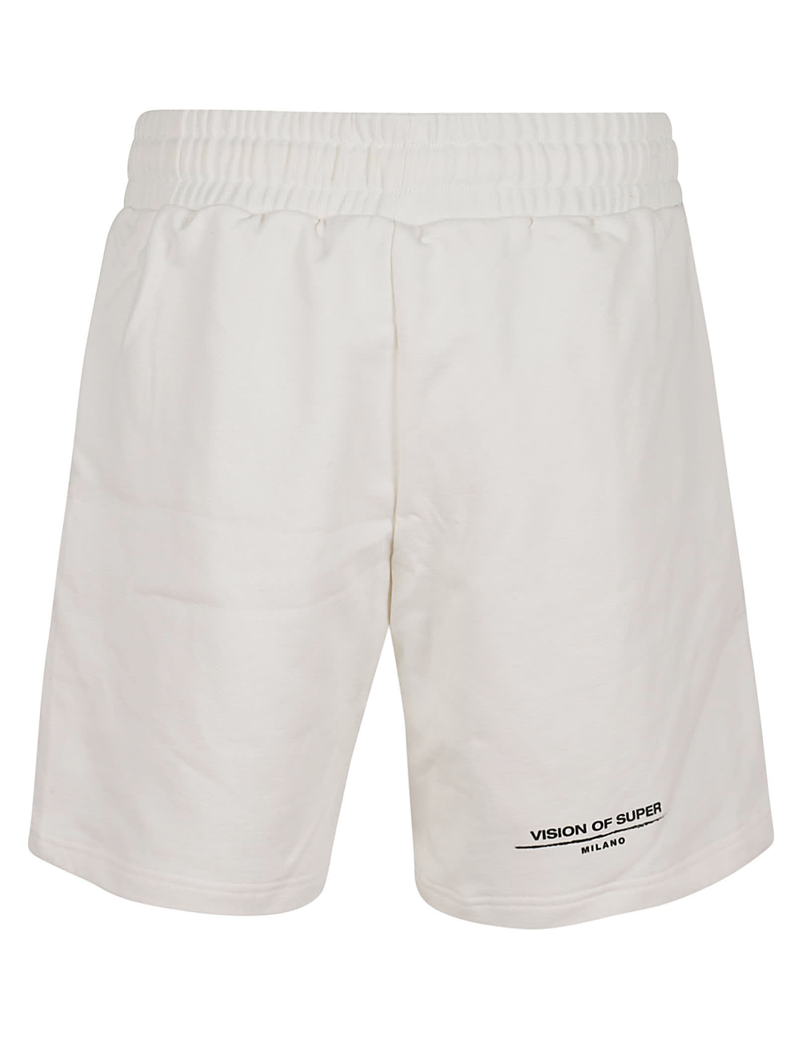 Shop Vision Of Super White Shorts With Flames Logo And Metal Label