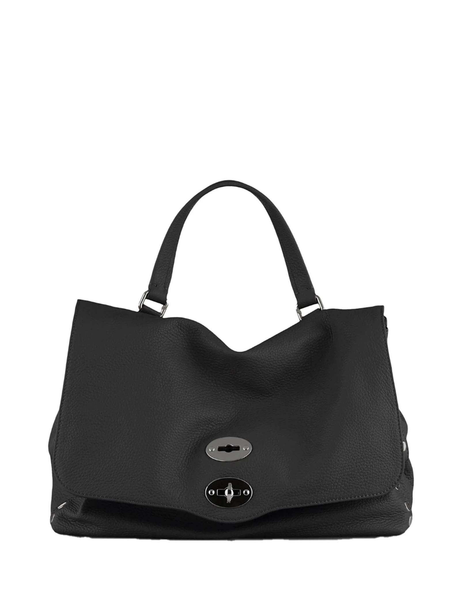 Shop Zanellato Postina Daily Medium Leather Bag With Shoulder Strap In Nero