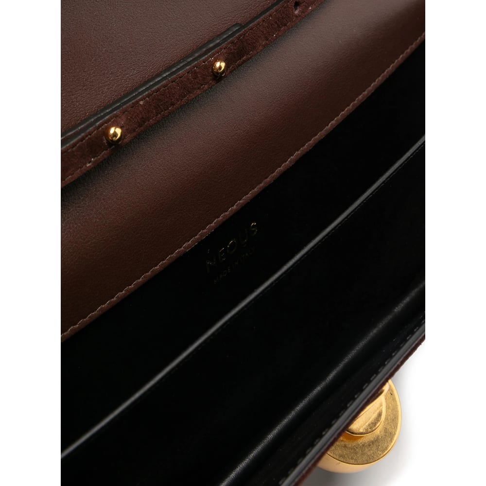 Neous Womens Dark Chocolate Phoenix Baguette Detachable-strap Suede Shoulder Bag In Braun