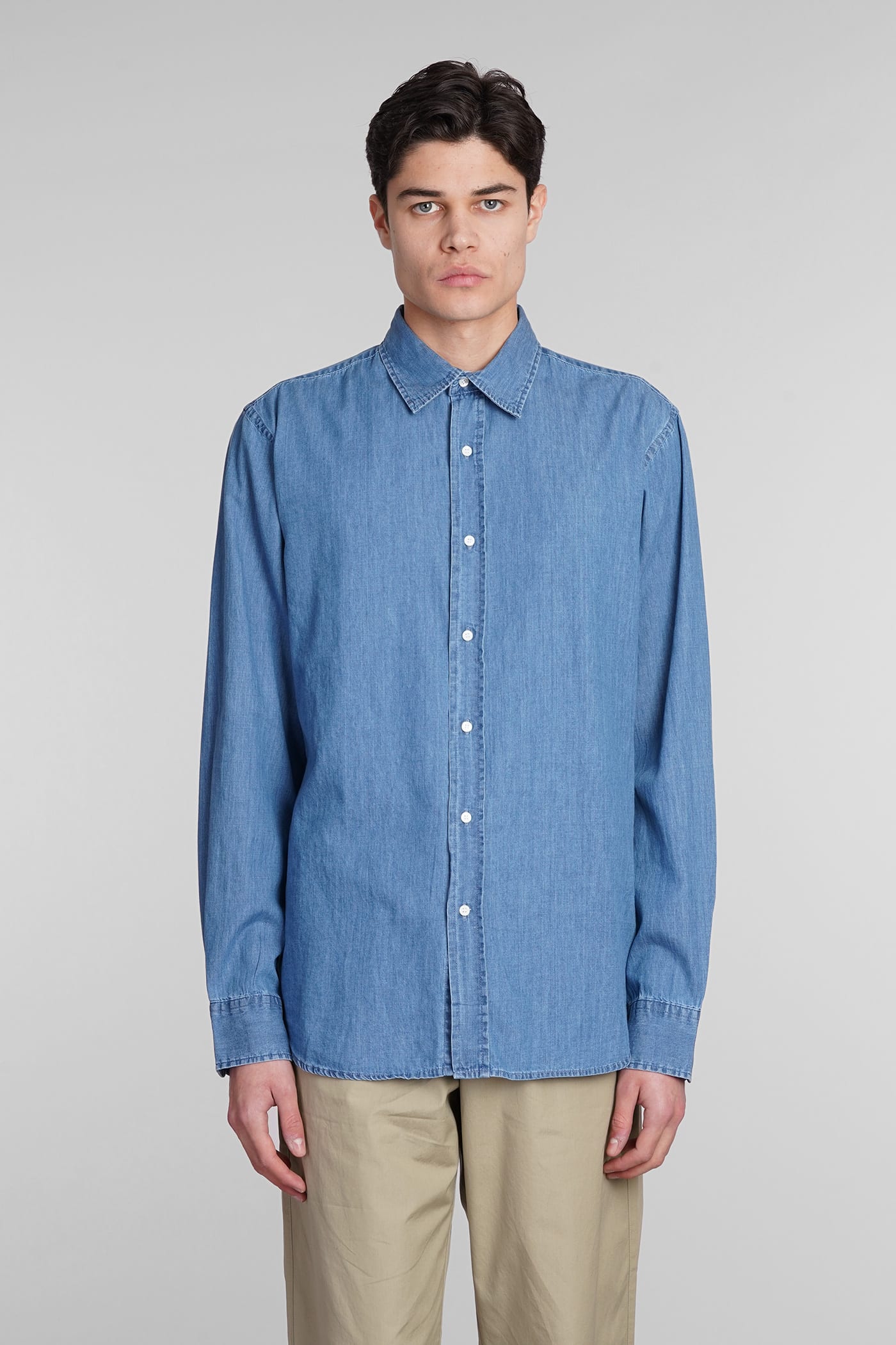 Shop Aspesi Camicia Sterling Ii Shirt In Blue Cotton