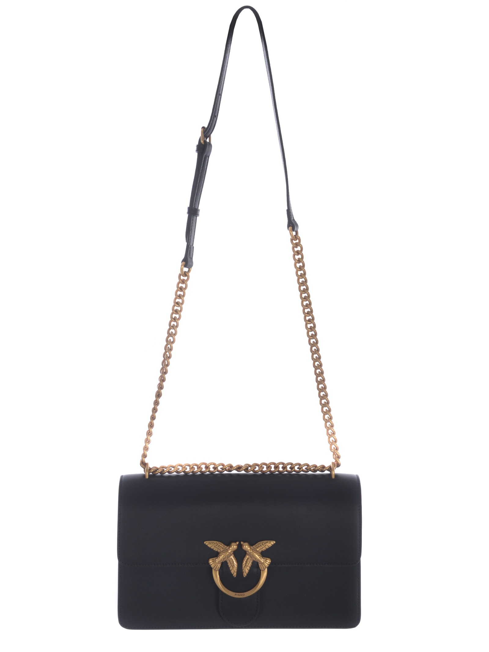 Shop Pinko Bag  Love One Classic Made Of Soft Leather In Nero Oro