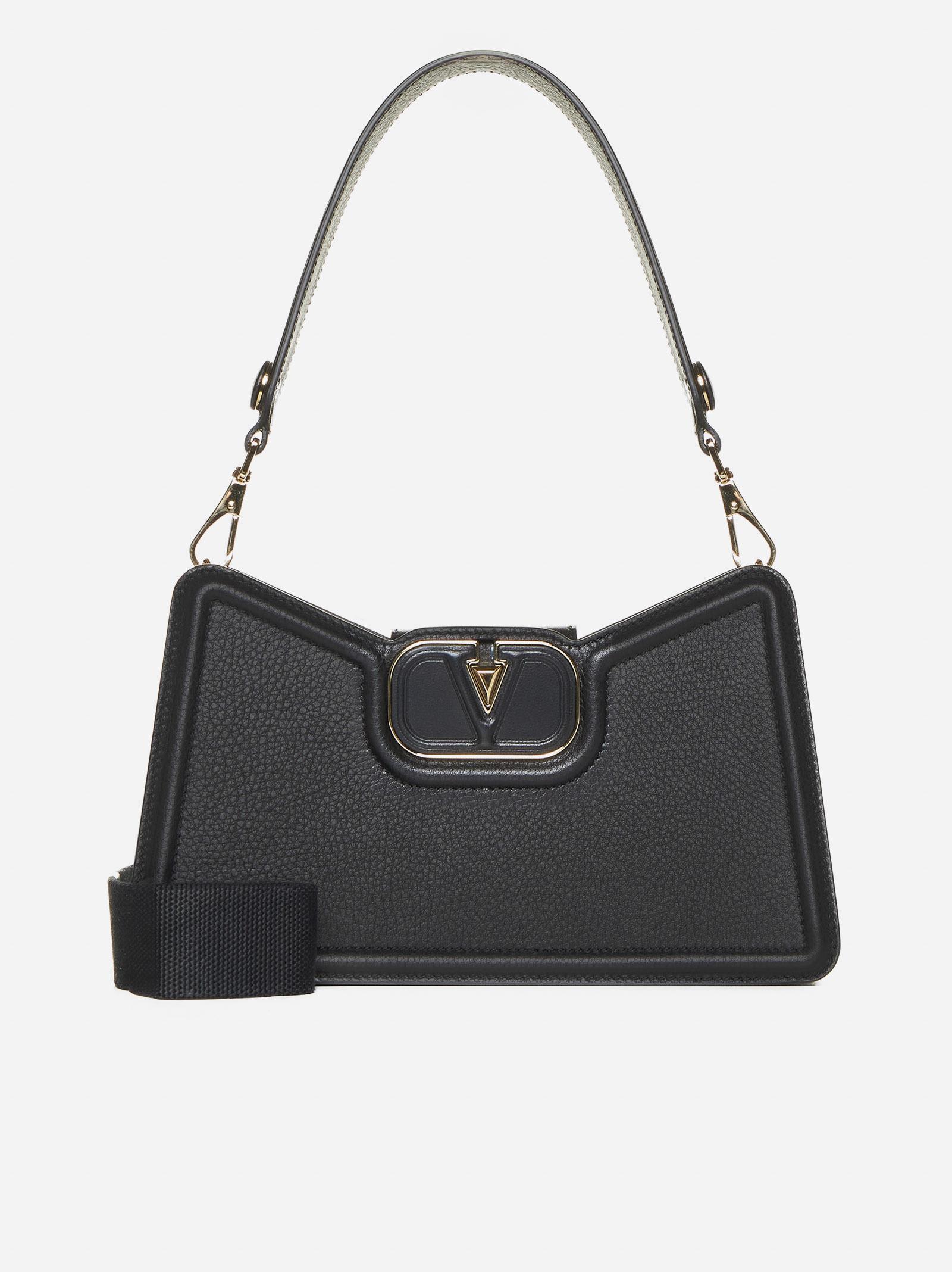 Shop Valentino Vlogo Leather Shoulder Bag