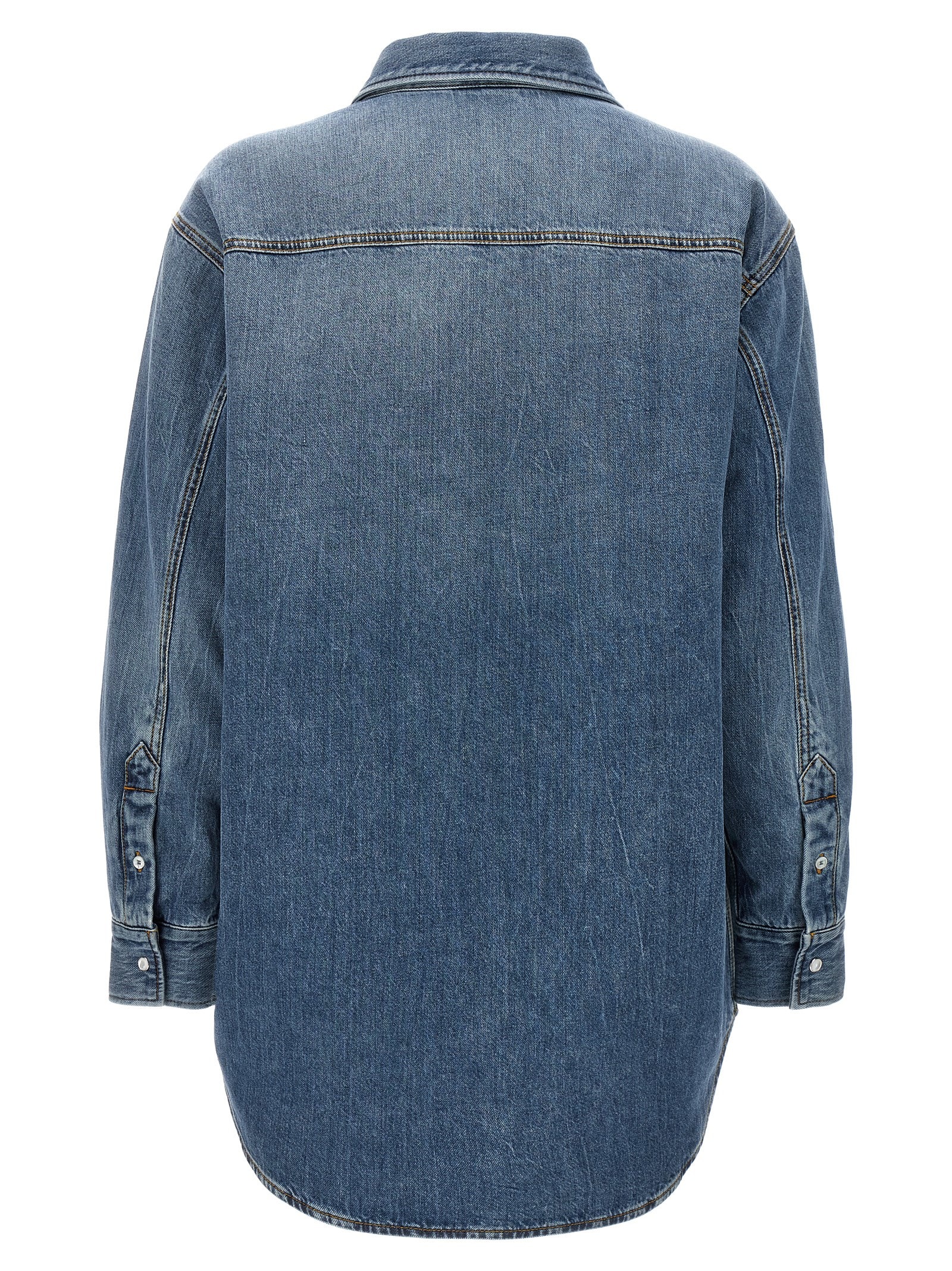 Shop Gucci Quilted Inner Denim Shirt In Blue
