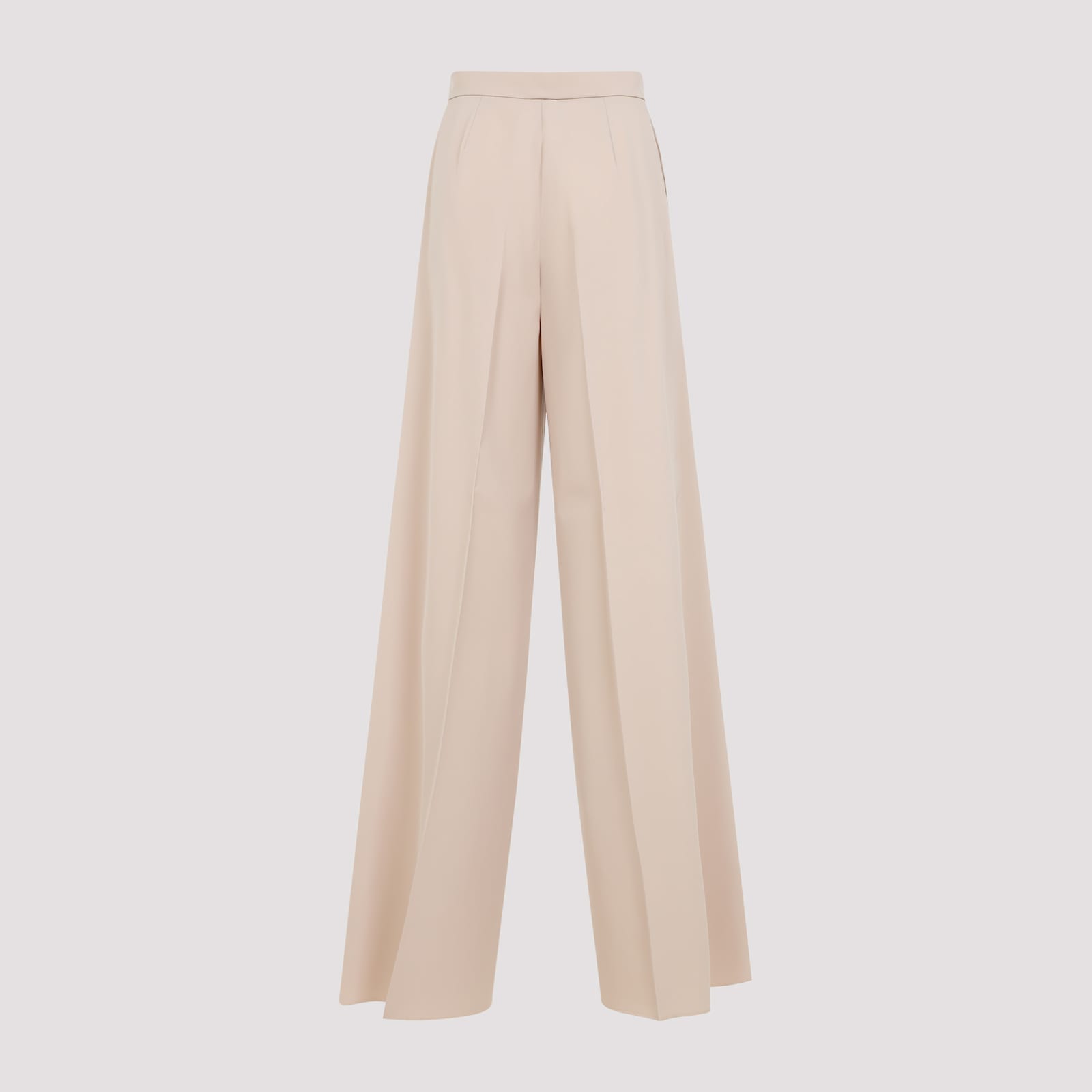 Max Mara High-waisted Wide-leg Trousers With Sharp Pleats In Albino