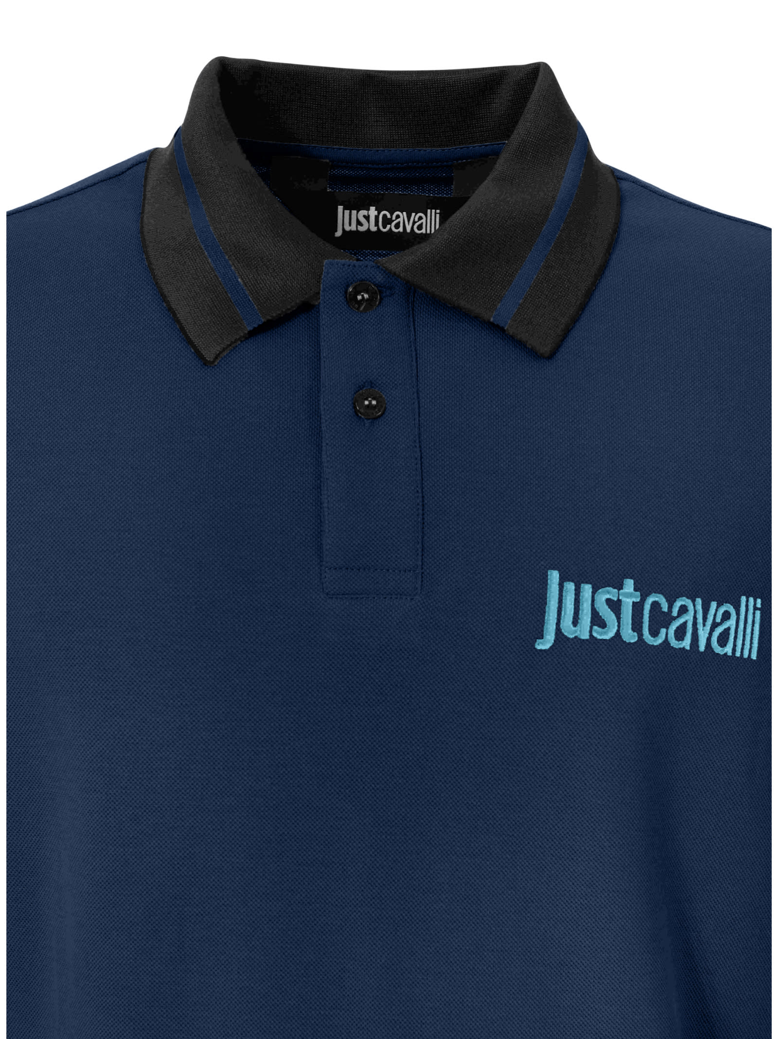 Just Cavalli Logo-embroidered Polo Shirt In Blue