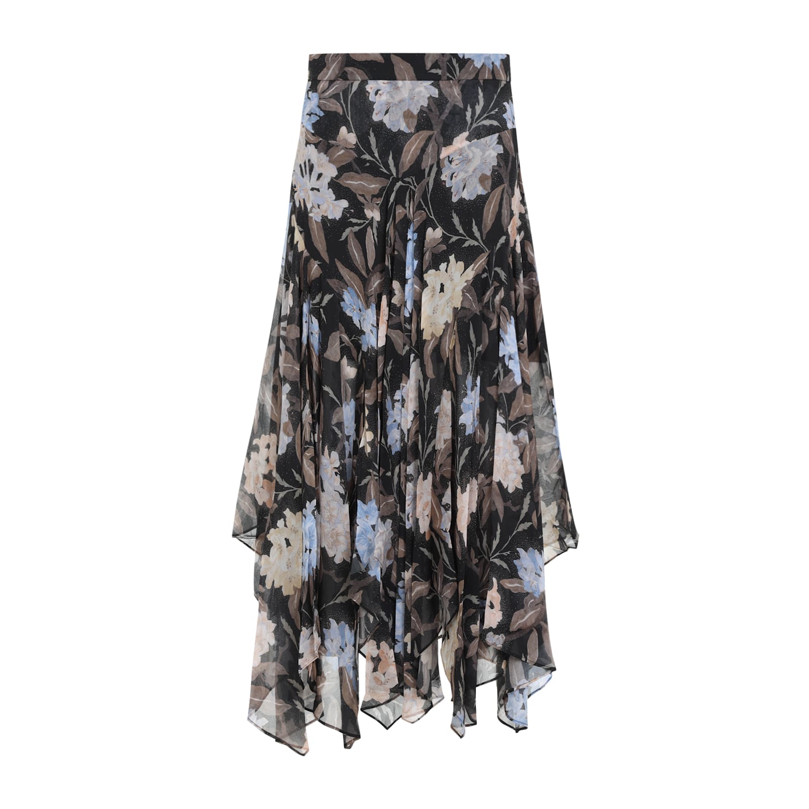 Shop Zimmermann Eden Handkerchief Midi Skirt In Black Inca Lily