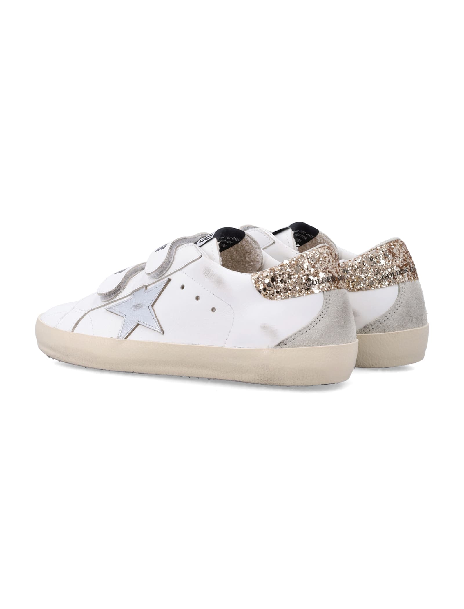 Golden Goose Kids Old School Leather And Glitter Heel Sneakers In Multi