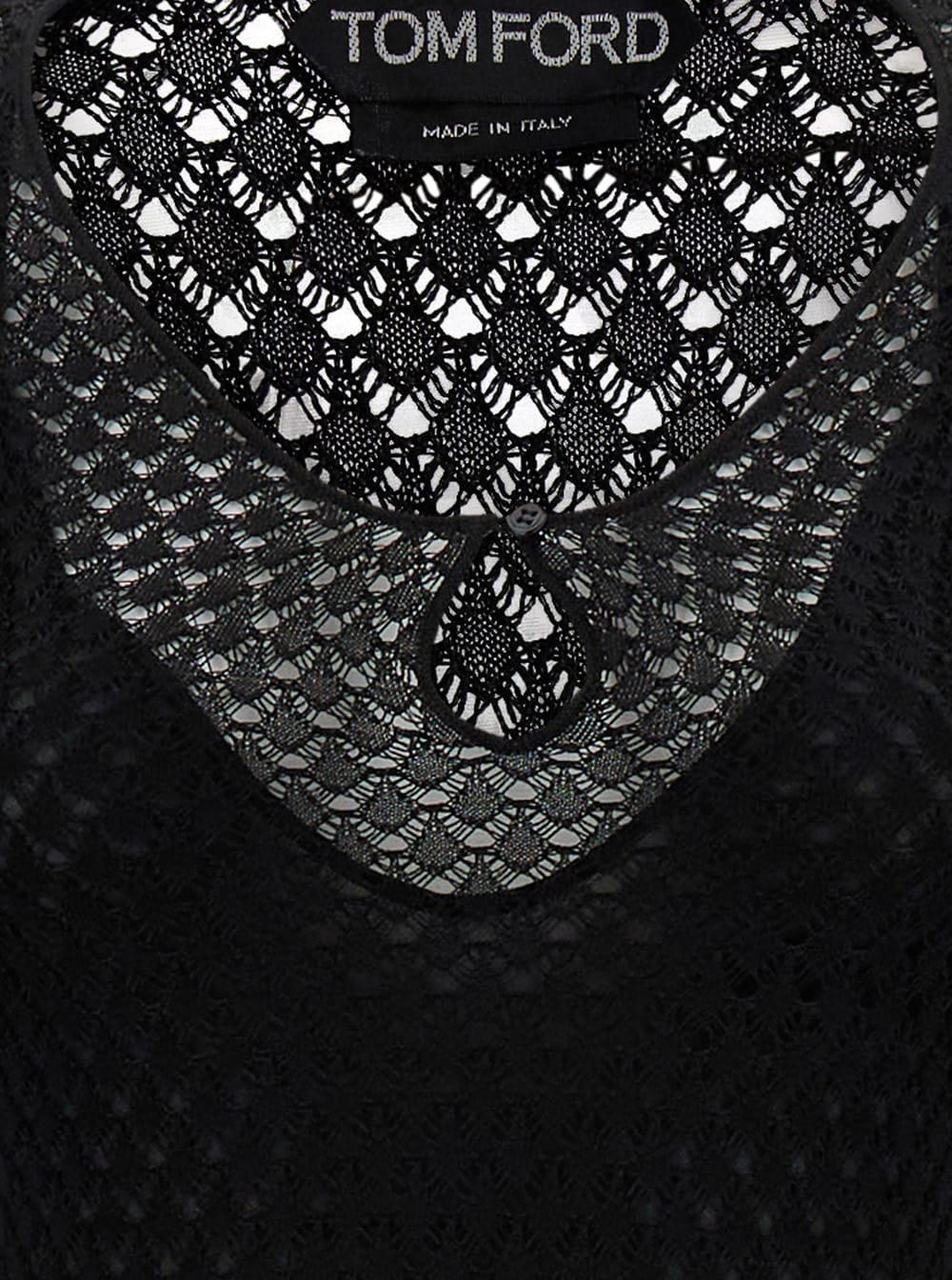 Shop Tom Ford Black Crochet Weave Long Dress In Viscose Woman