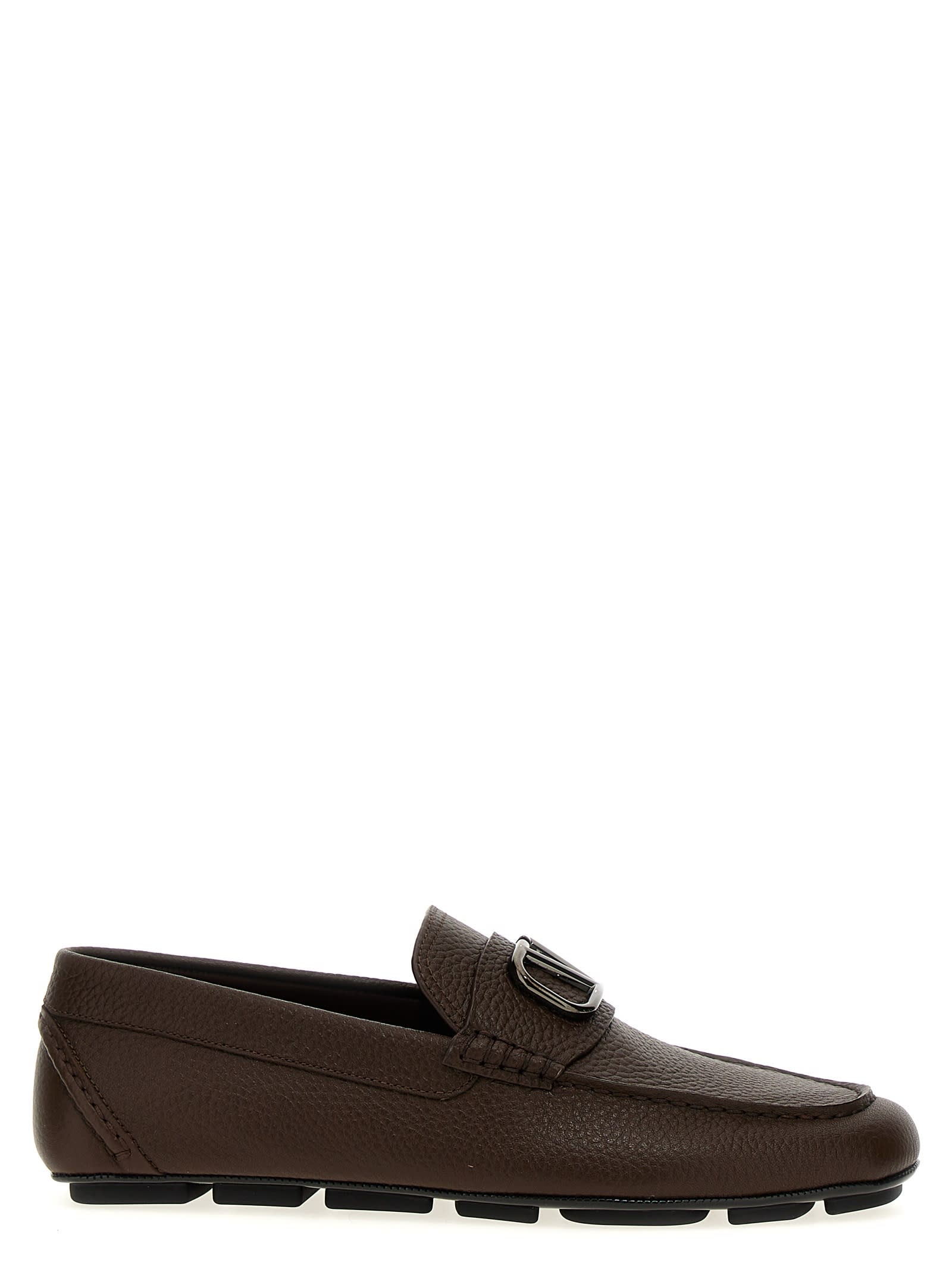 Shop Valentino Garavani Vlogo Signature Loafers In Brown