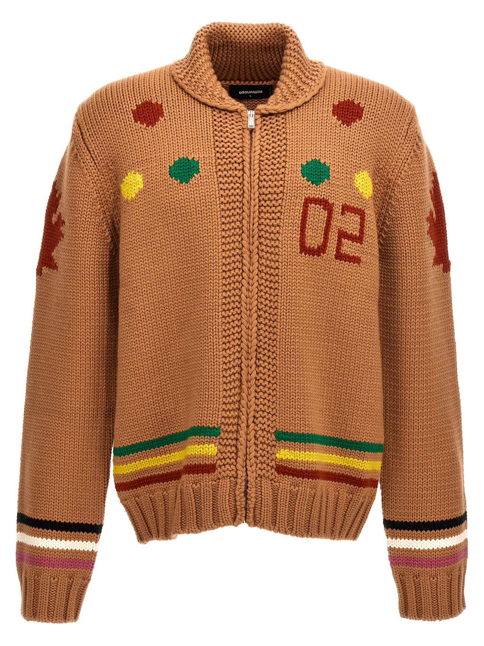 Shop Dsquared2 Jacquard Cardigan In Multicolor
