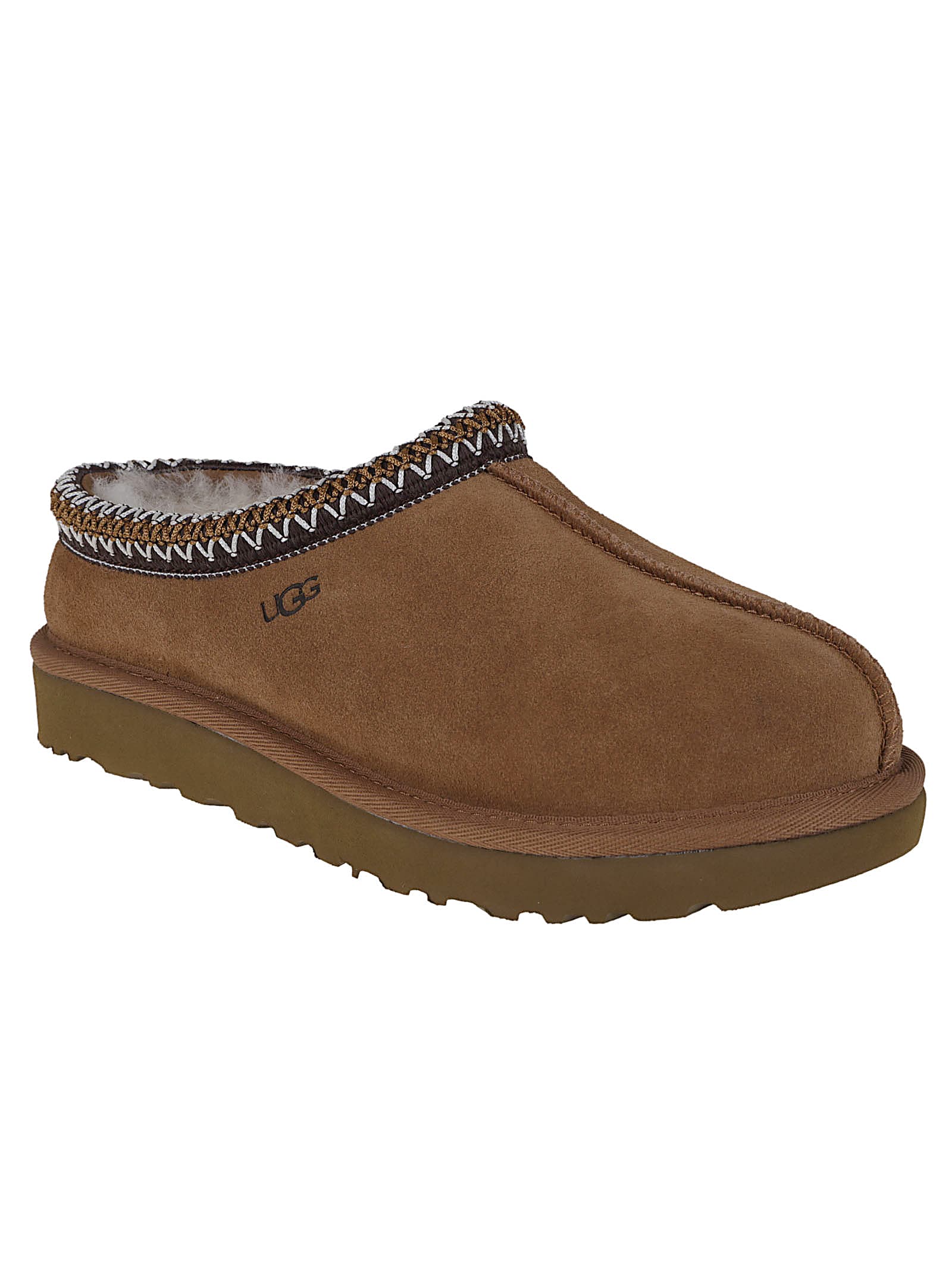 Ugg Tasman Womens Suede Wool Mule Slippers In Brown