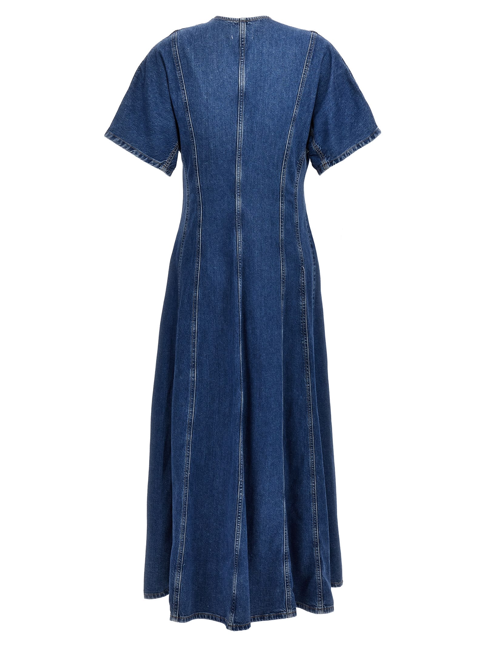 Shop Ganni Maxi Denim Dress In Blu