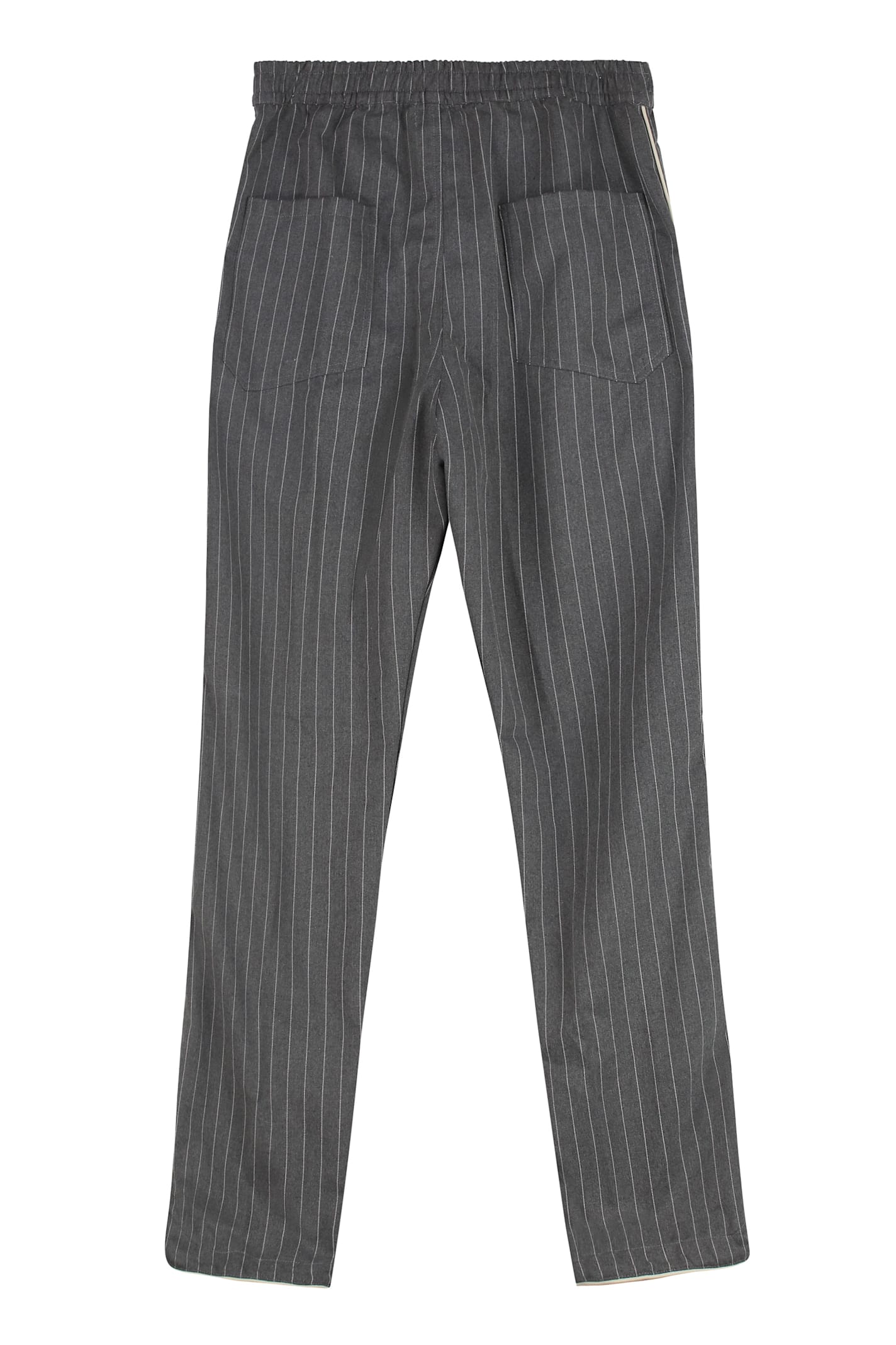 Rhude Cropped Pinstripe-motif Trousers In Grey