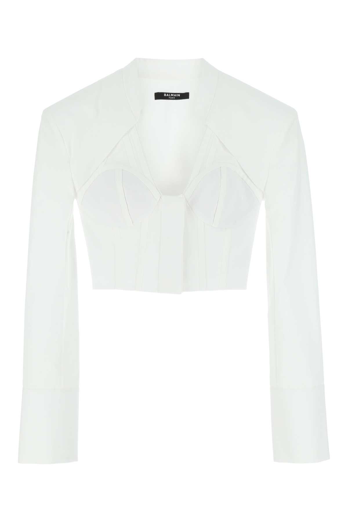 Shop Balmain White Poplin Shirt In 0fa