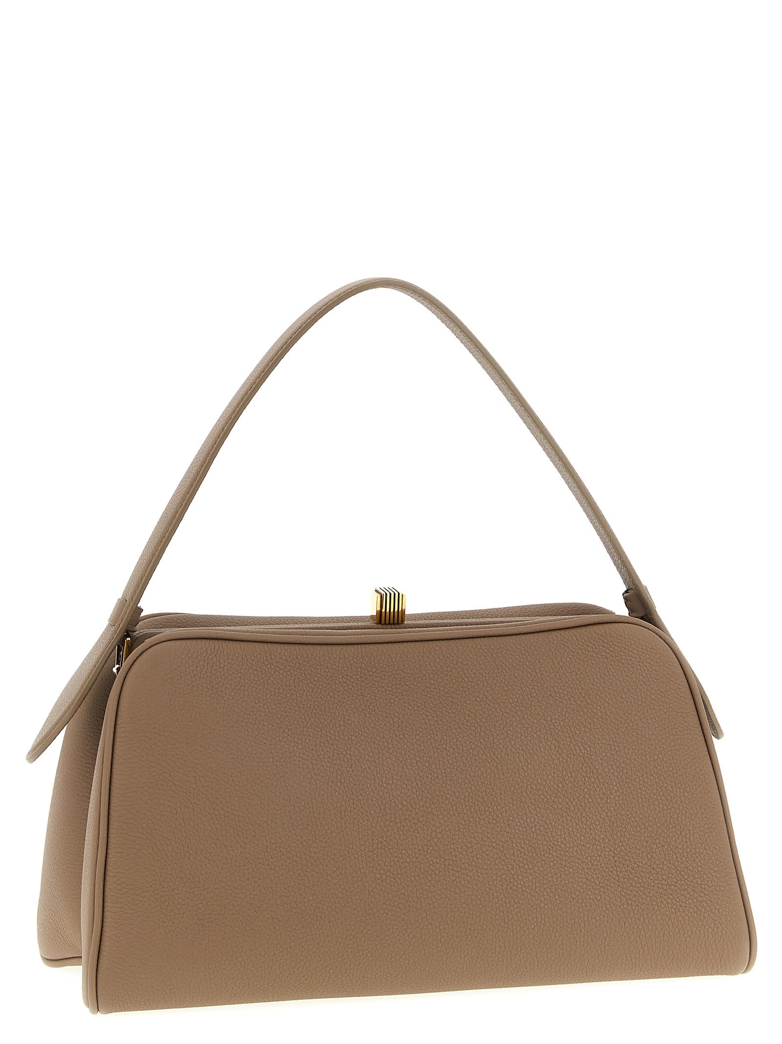 Khaite Hammered Embossed Cate Handbag In Brown