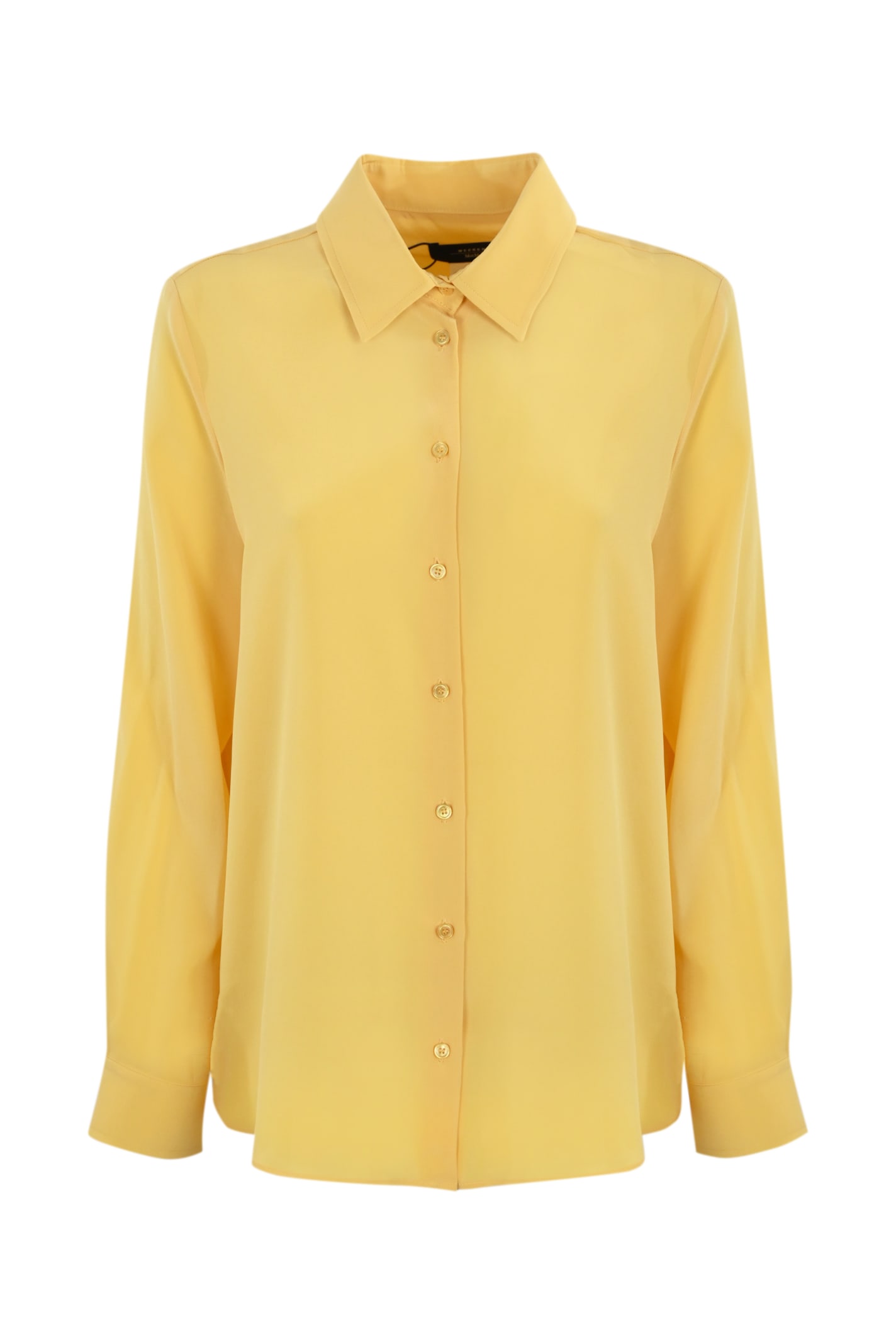 Weekend Max Mara Geo Chine Crepe Shirt In Yellow
