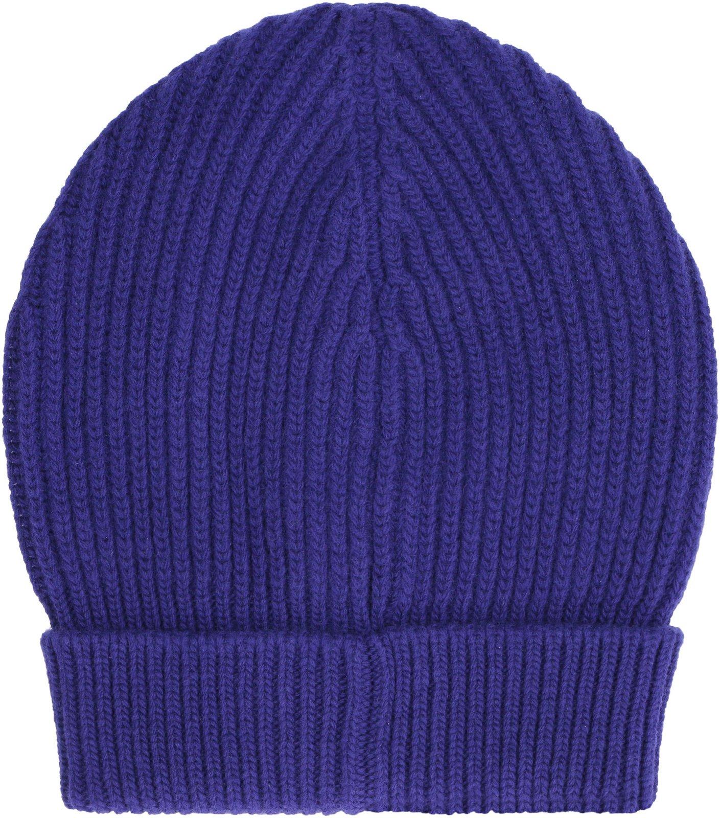 Shop Dolce & Gabbana Logo Patch Rib-knit Beanie In Blue