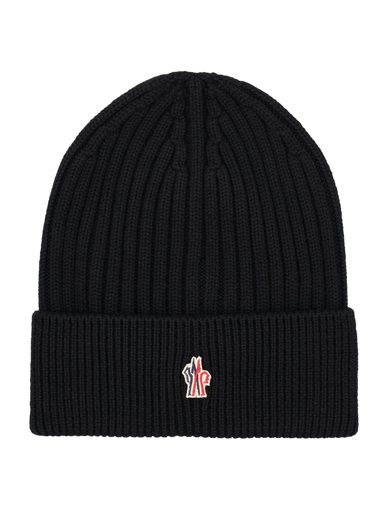 Moncler Black Logo Beanie Hat In Black