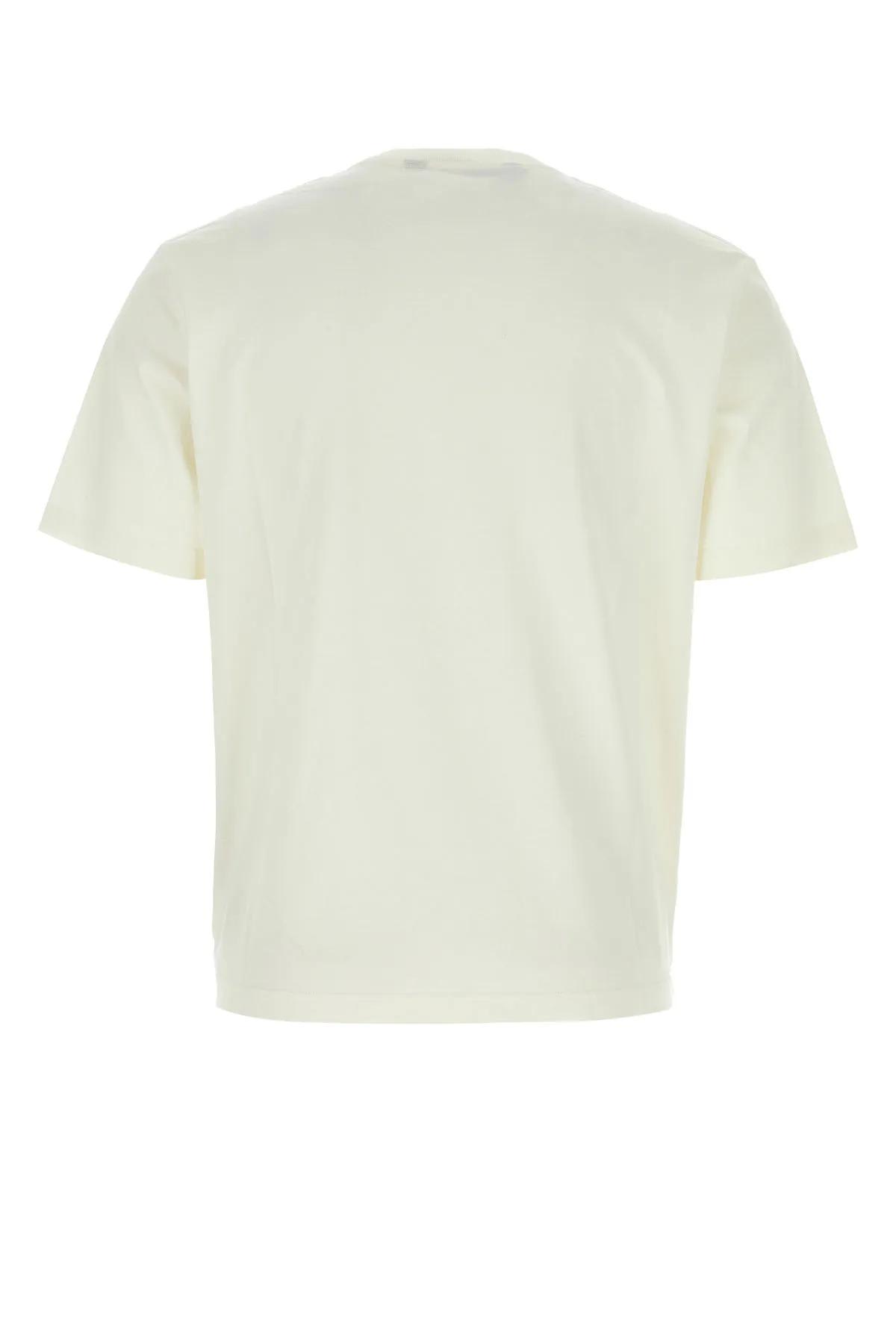Shop Palm Angels Ivory Cotton T-shirt In Beige