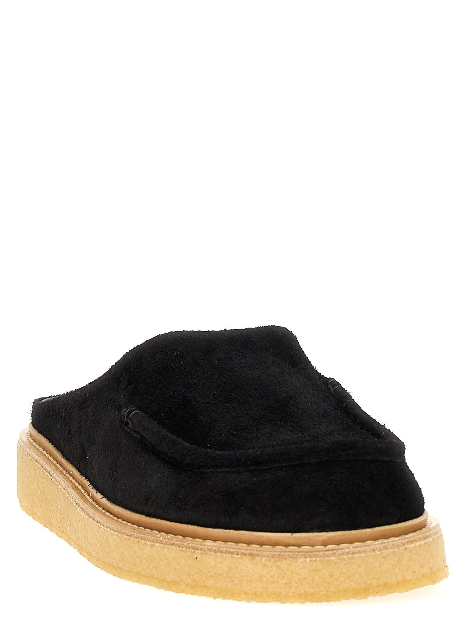 Marni Black Suede Slides In Black
