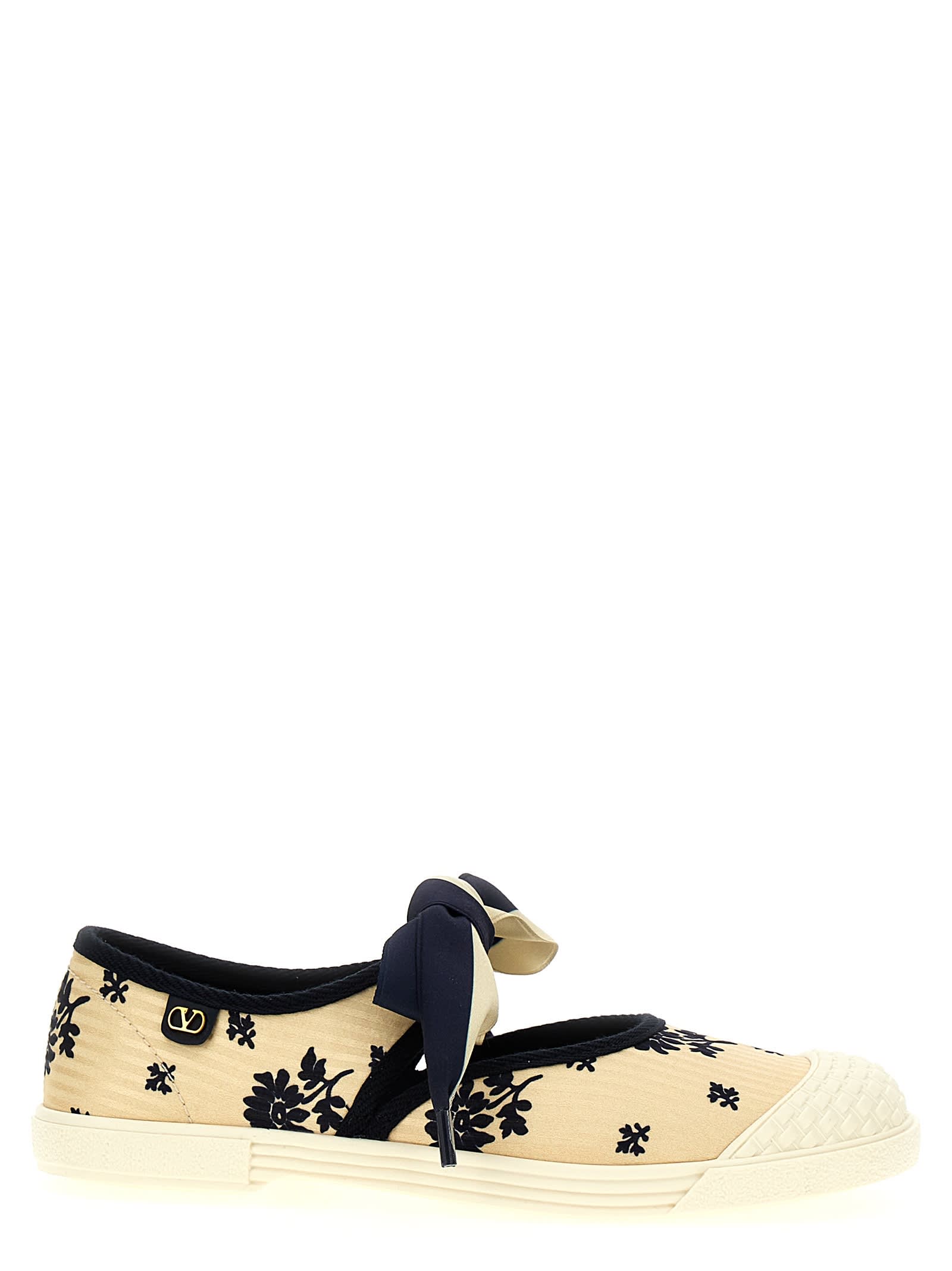 Valentino Bay By Bay Ballerina Rubber-trimmed Printed Silk-jacquard Sneakers In Multicolor