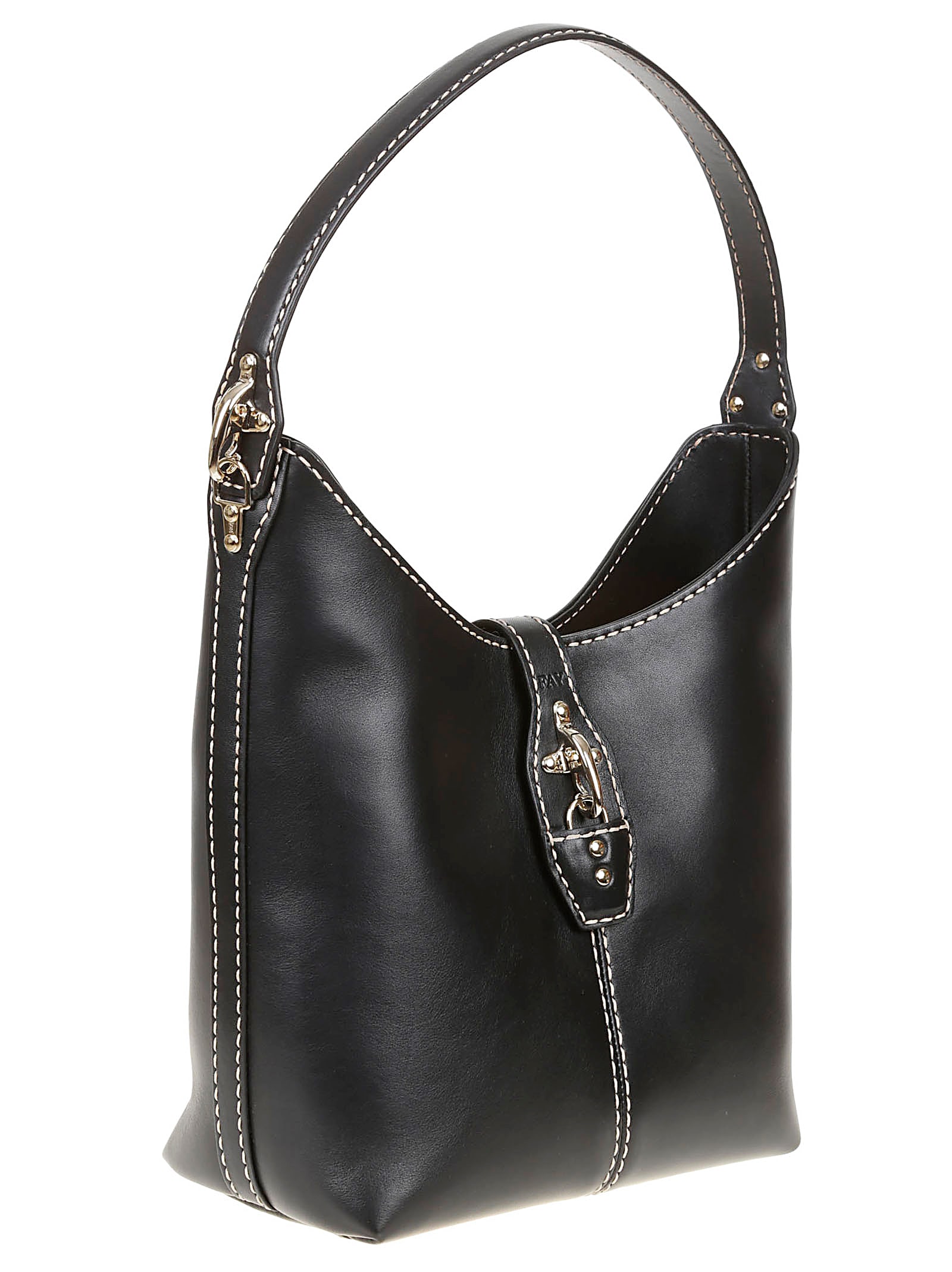 Shop Fay Exposed Stitch Logo Detail Shoulder Bag In Nero