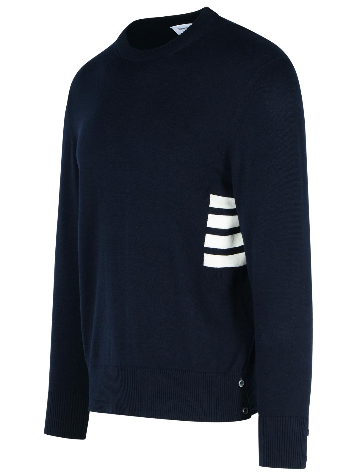 THOM BROWNE STITCH NAVY COTTON SWEATER 