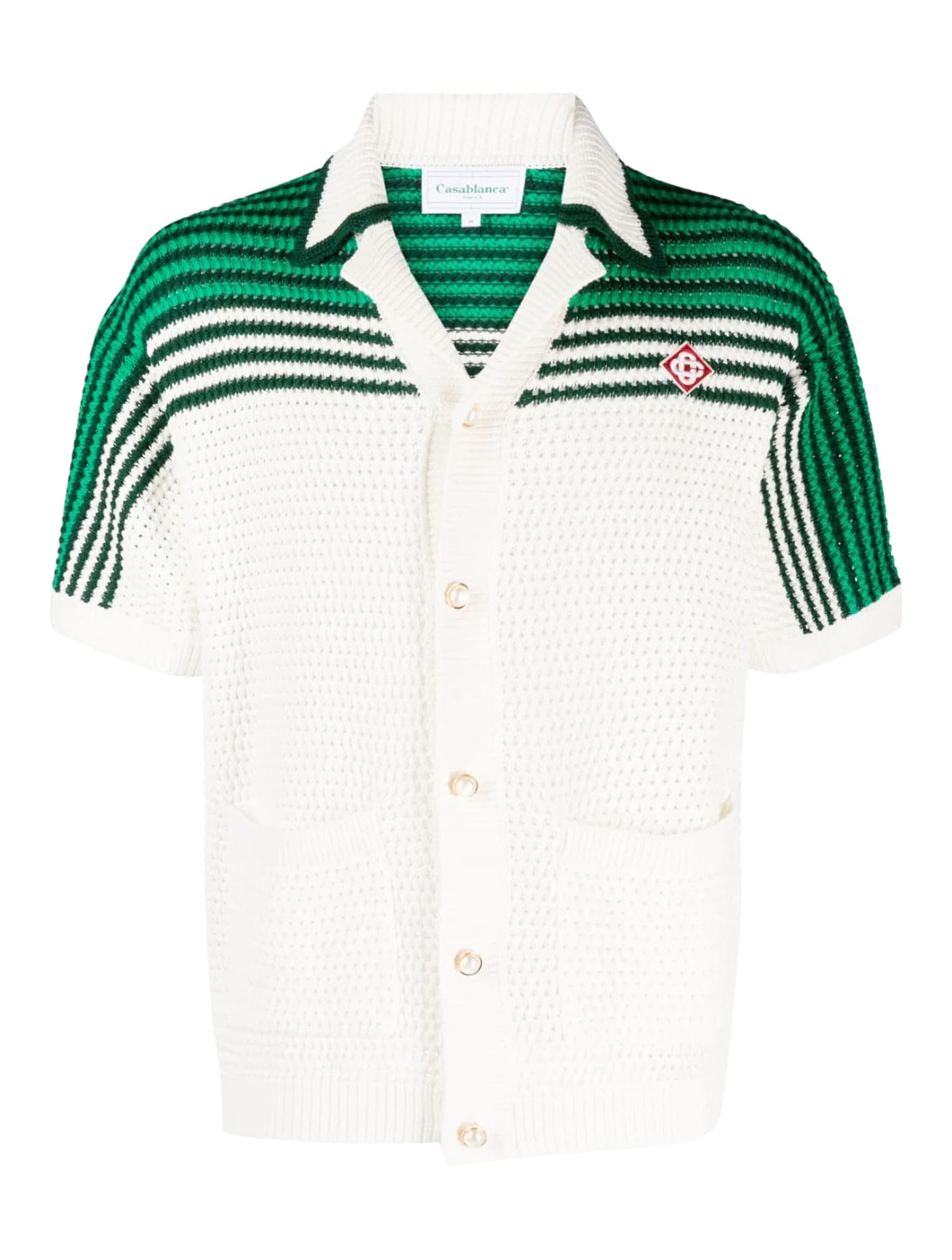 Casablanca Tennis Crochet Shirt In Green White