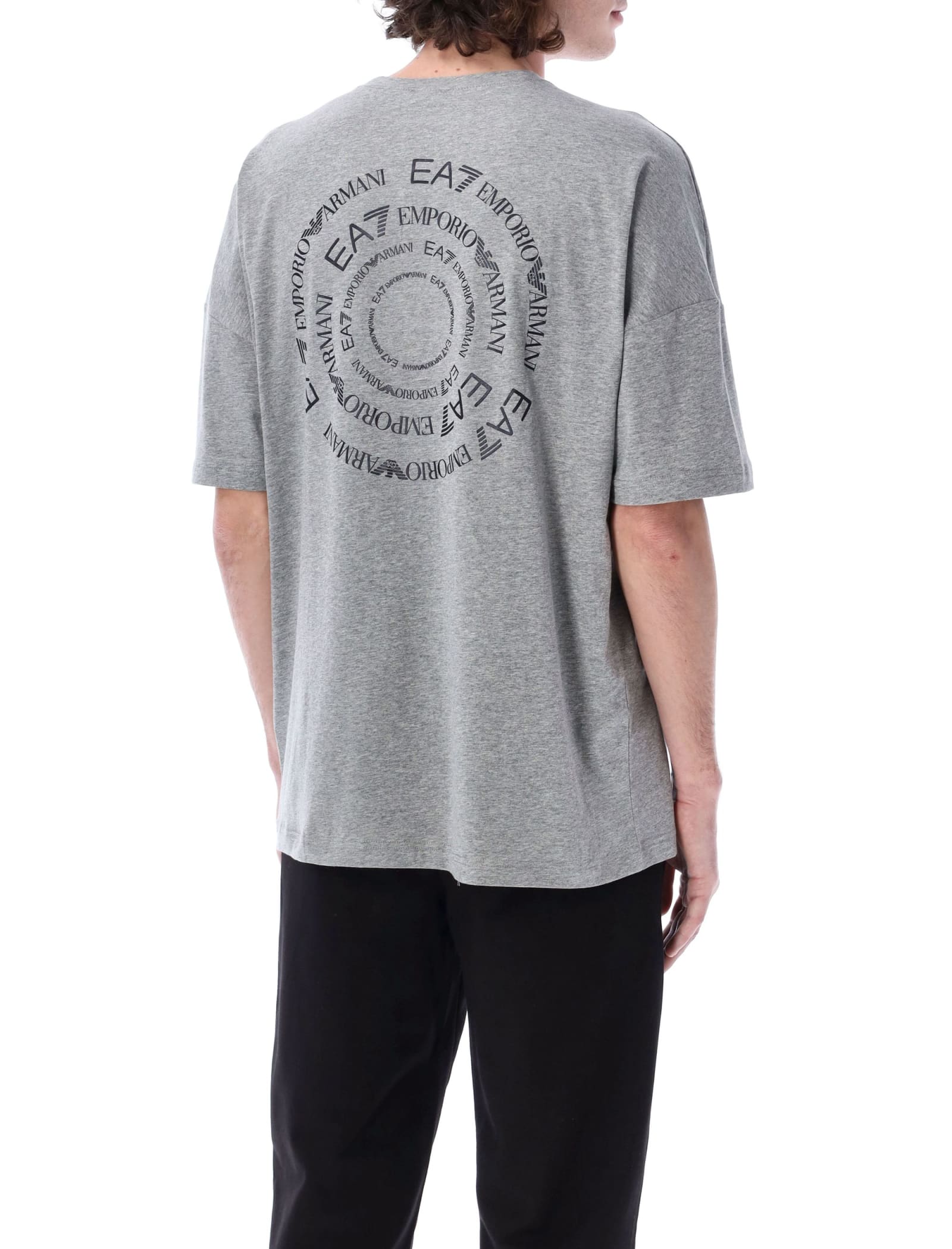 Shop Ea7 Logo Series Printed T-shirt In Grey Melange