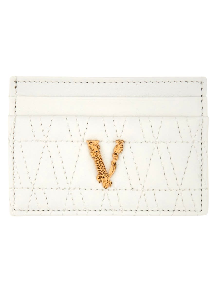 Shop Versace Card Holder Virtus In White