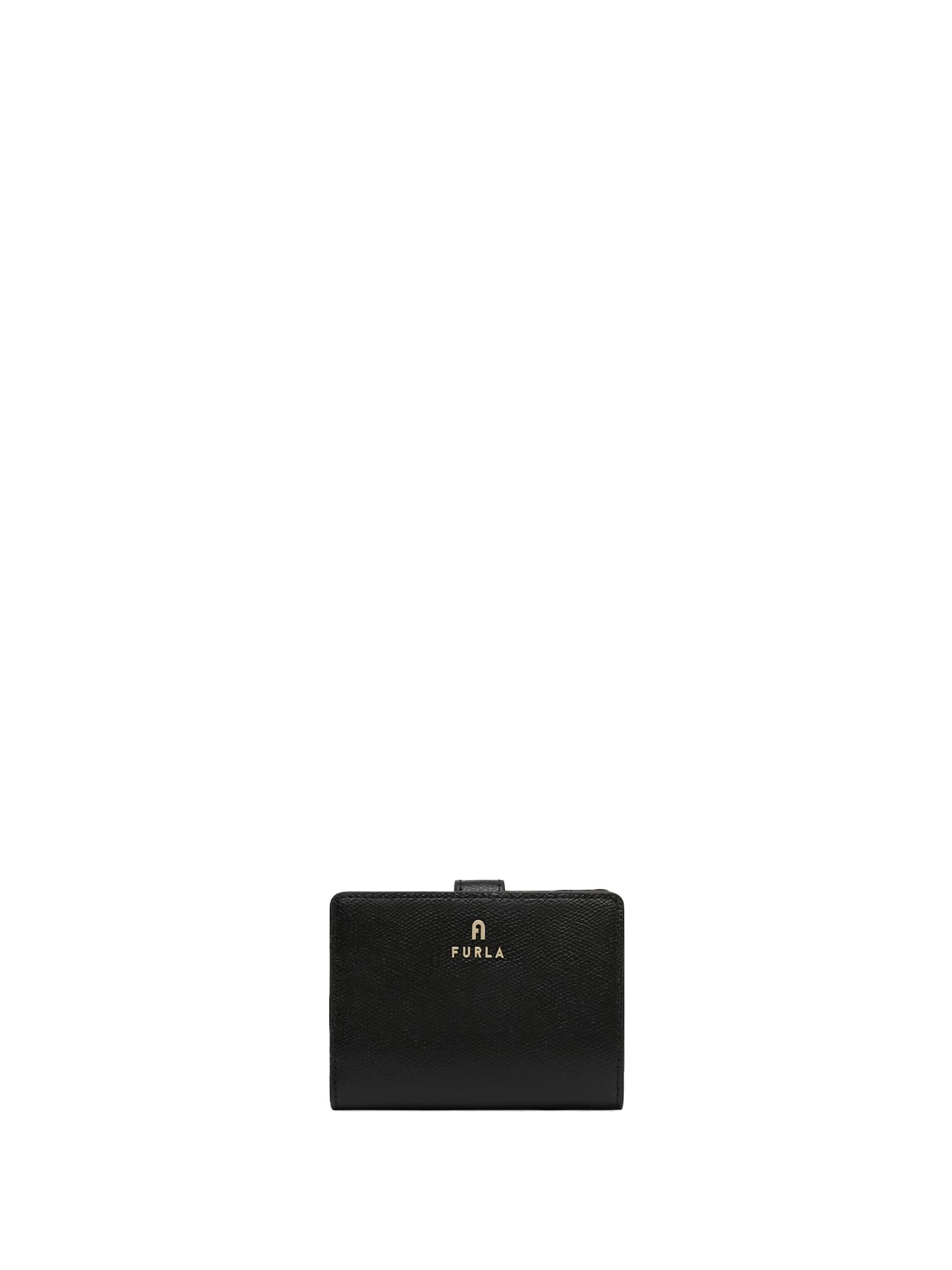 Shop Furla Camelia S Compact Black Leather Wallet In Nero