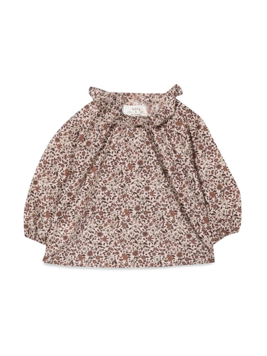 Shop Teddy &amp; Minou M/l Floral Shirt In Brown