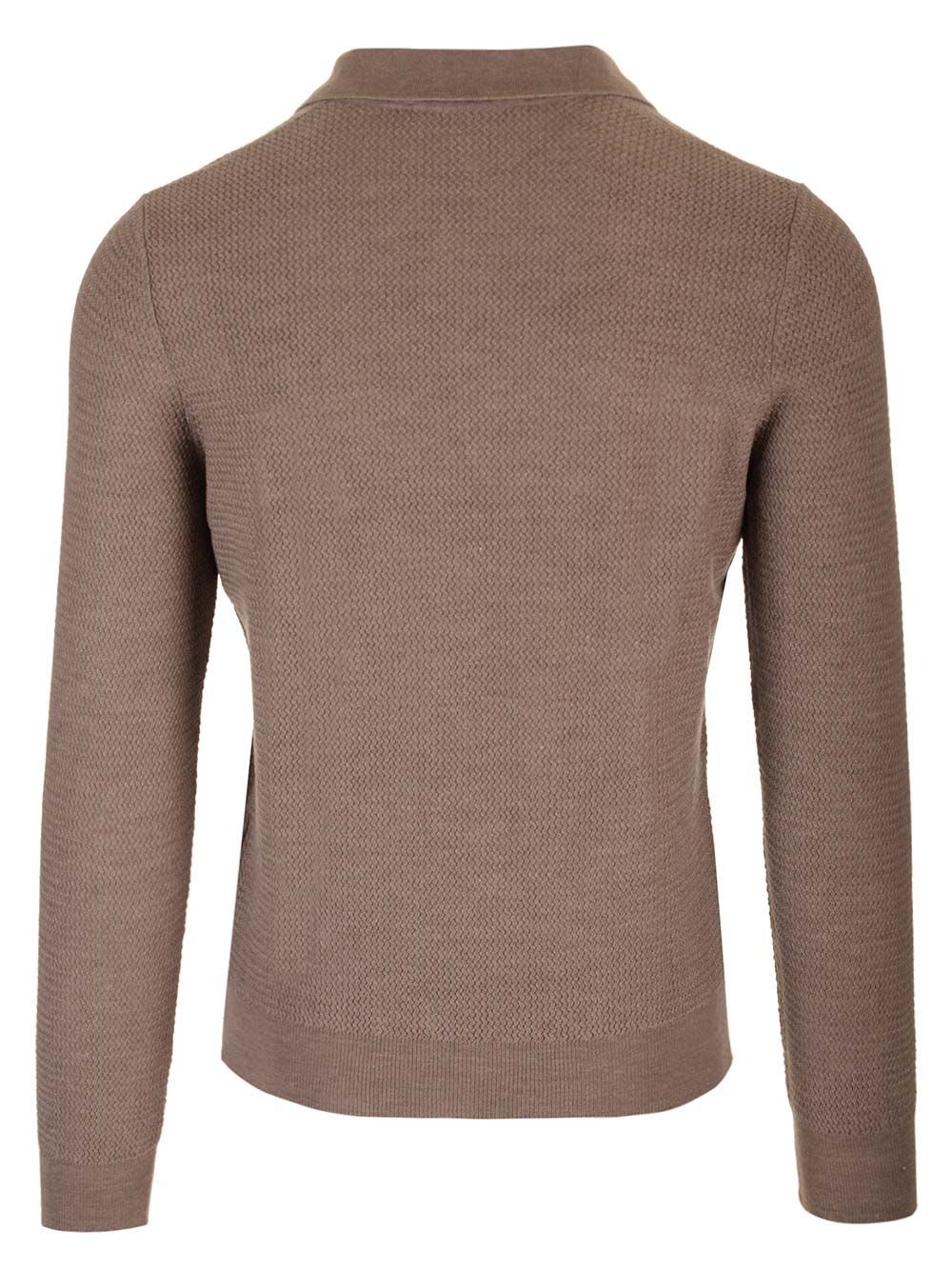 Shop Tagliatore Wool And Silk Polo Shirt In Brown