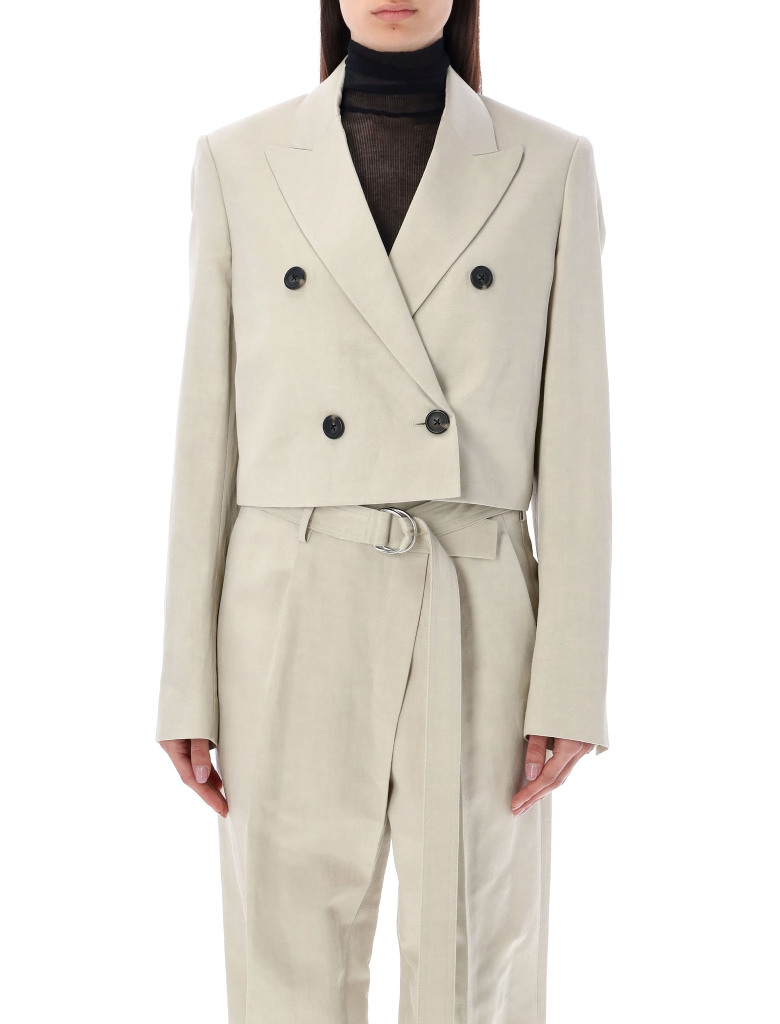 HELMUT LANG CROPPED DOUBLE-BREASTED BLAZER