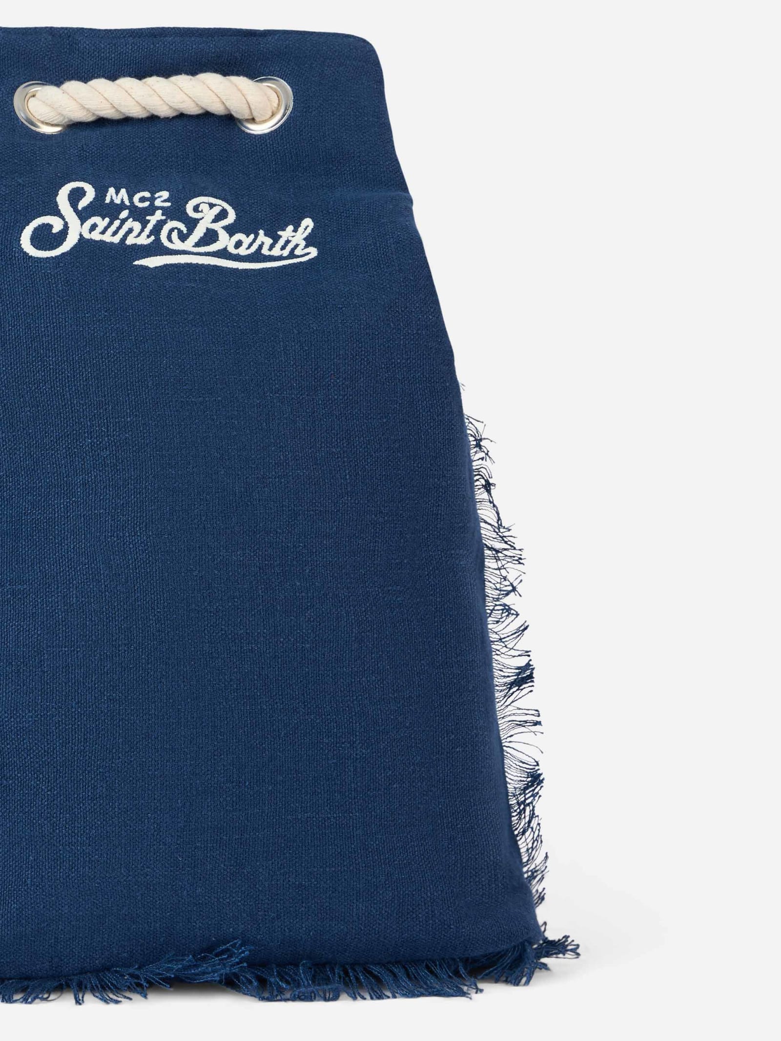 Shop Mc2 Saint Barth Blue Boat Linen Backpack